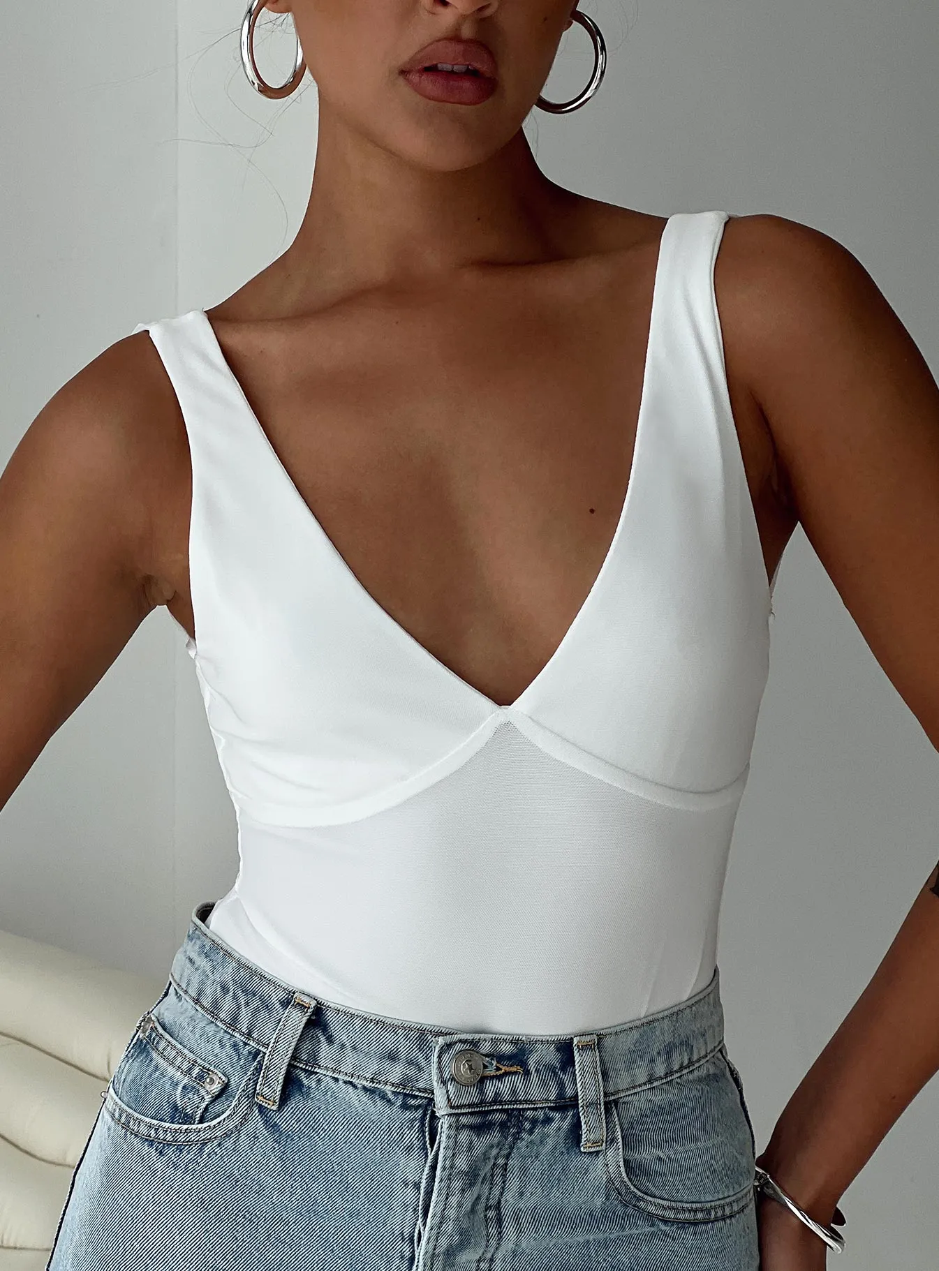 Unique Elegant Music Yoga Nellie Bodysuit White