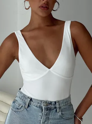 Unique Elegant Music Yoga Nellie Bodysuit White