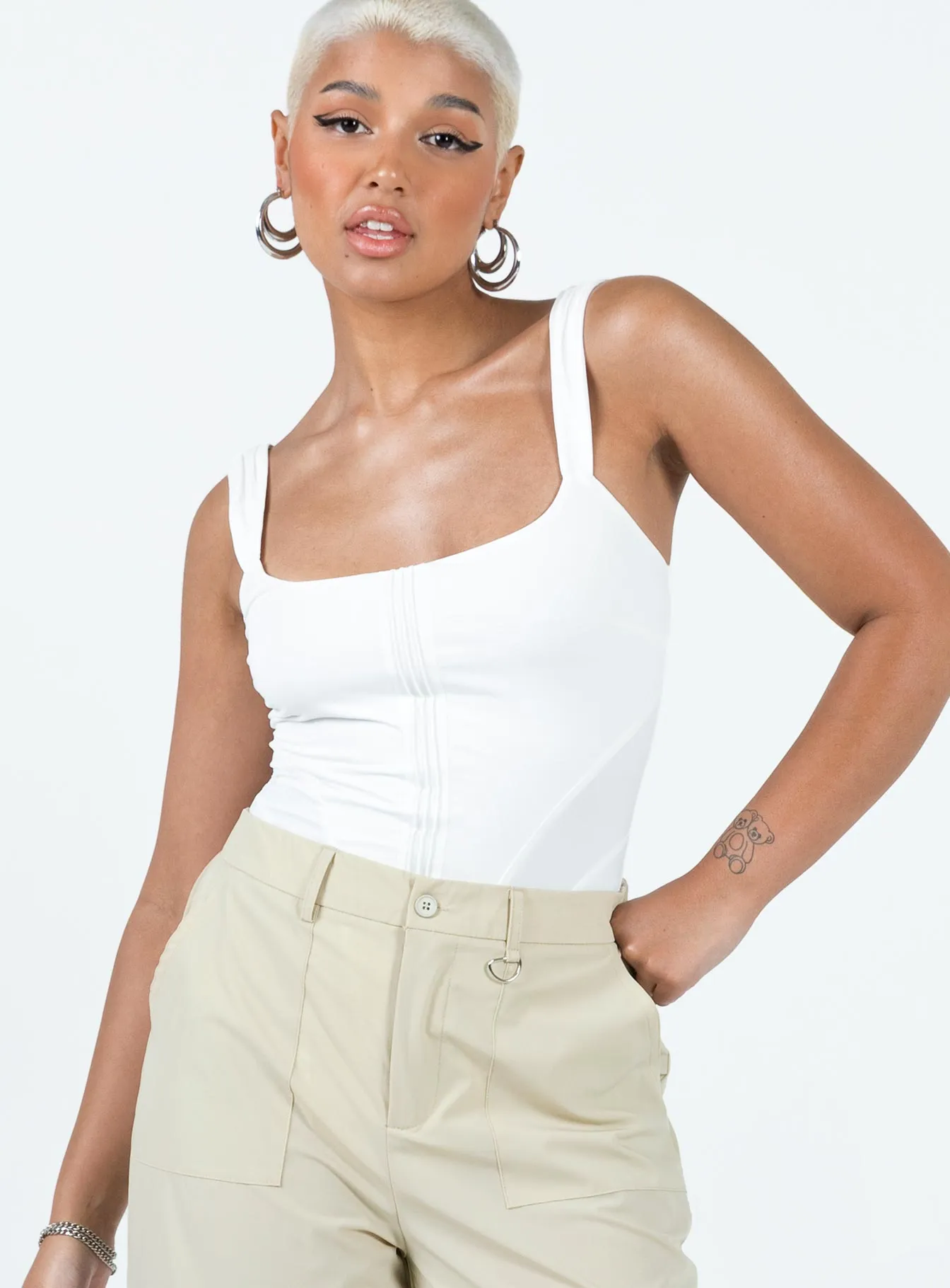 Samuel Corset Bodysuit White Minimal Vacation