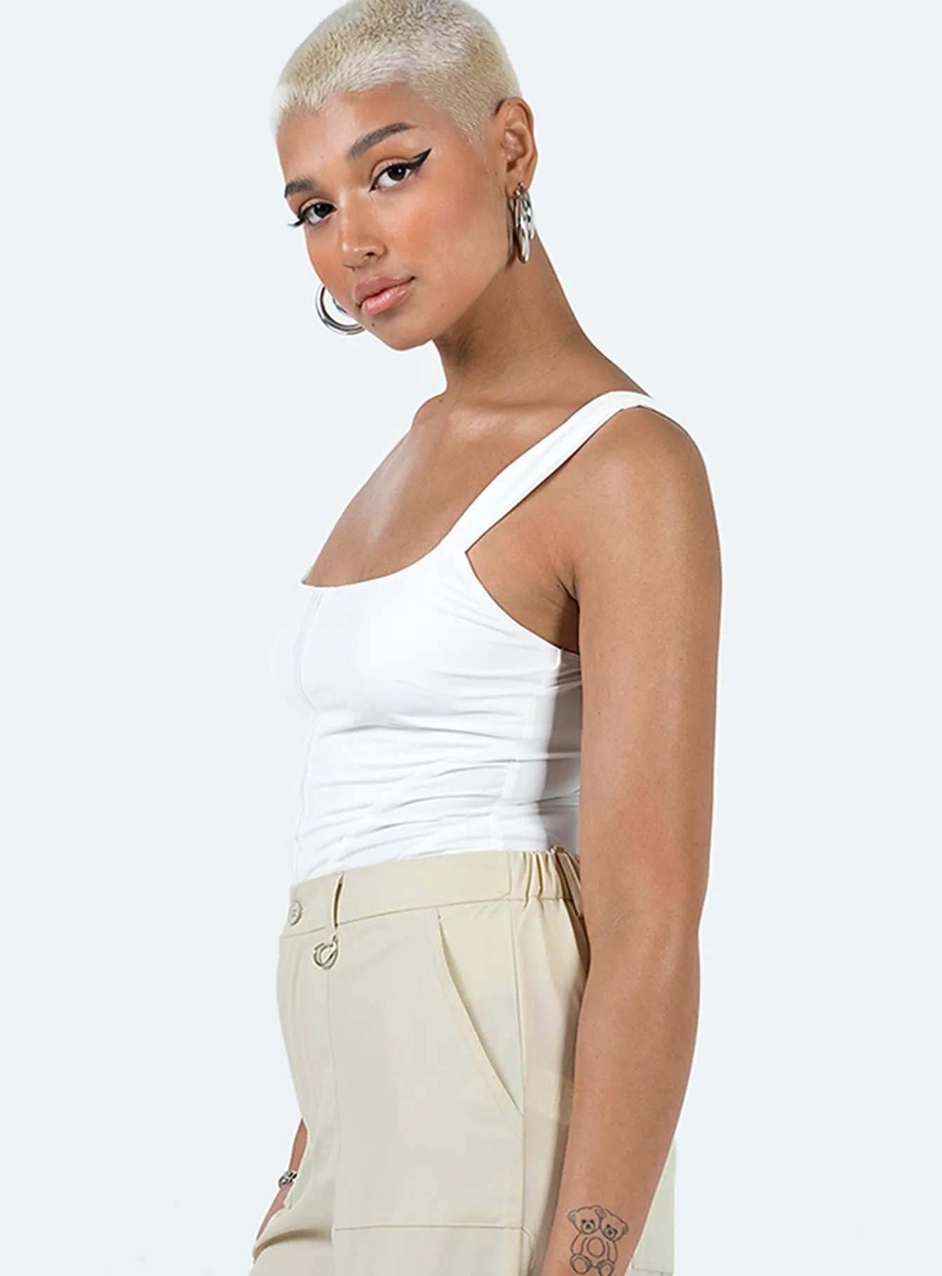 Samuel Corset Bodysuit White Soft Loose Neutral Dance