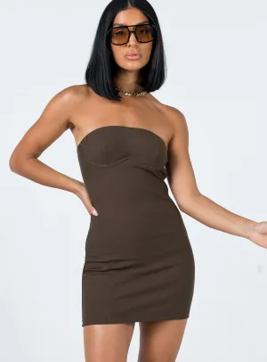 Urban Soft Becca Strapless Mini Dress Brown