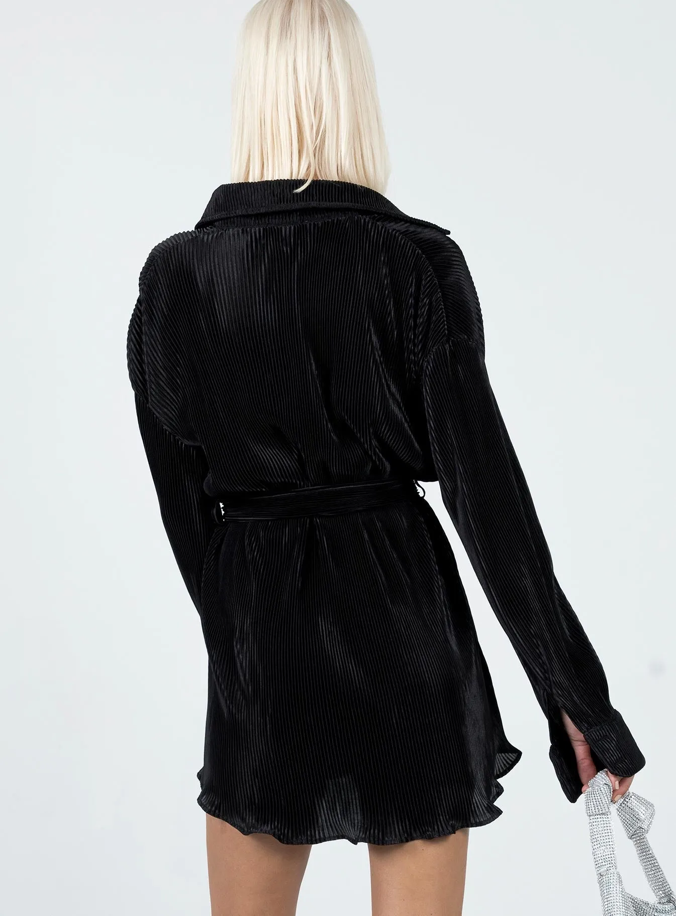 Minimalist Closure Edena Mini Dress Black