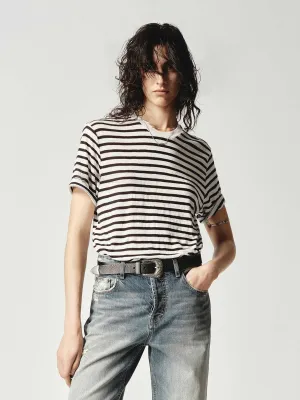 Linen Blend Striped T-shirt Date night