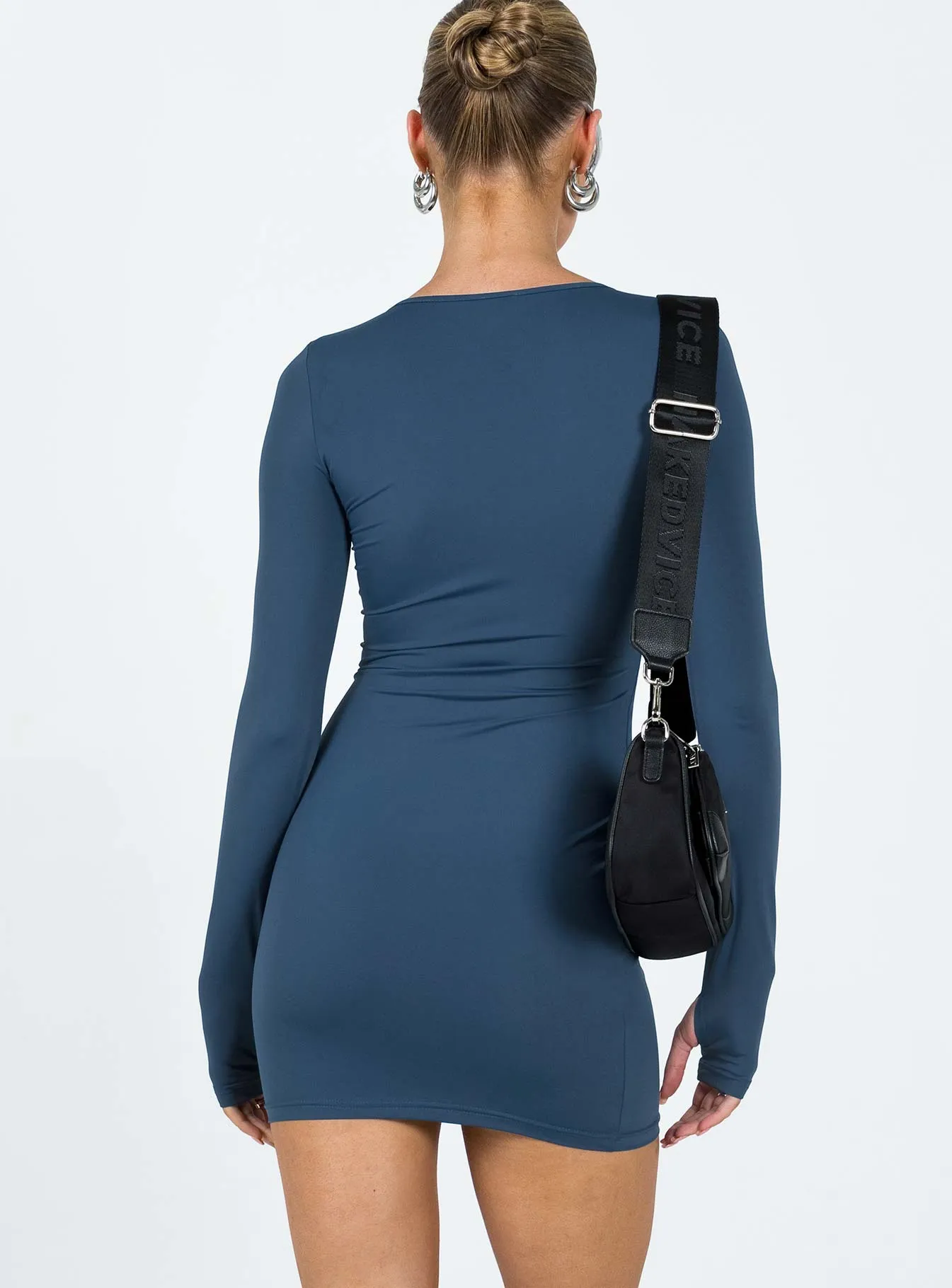 Farro Long Sleeve Mini Dress Navy Lightweight