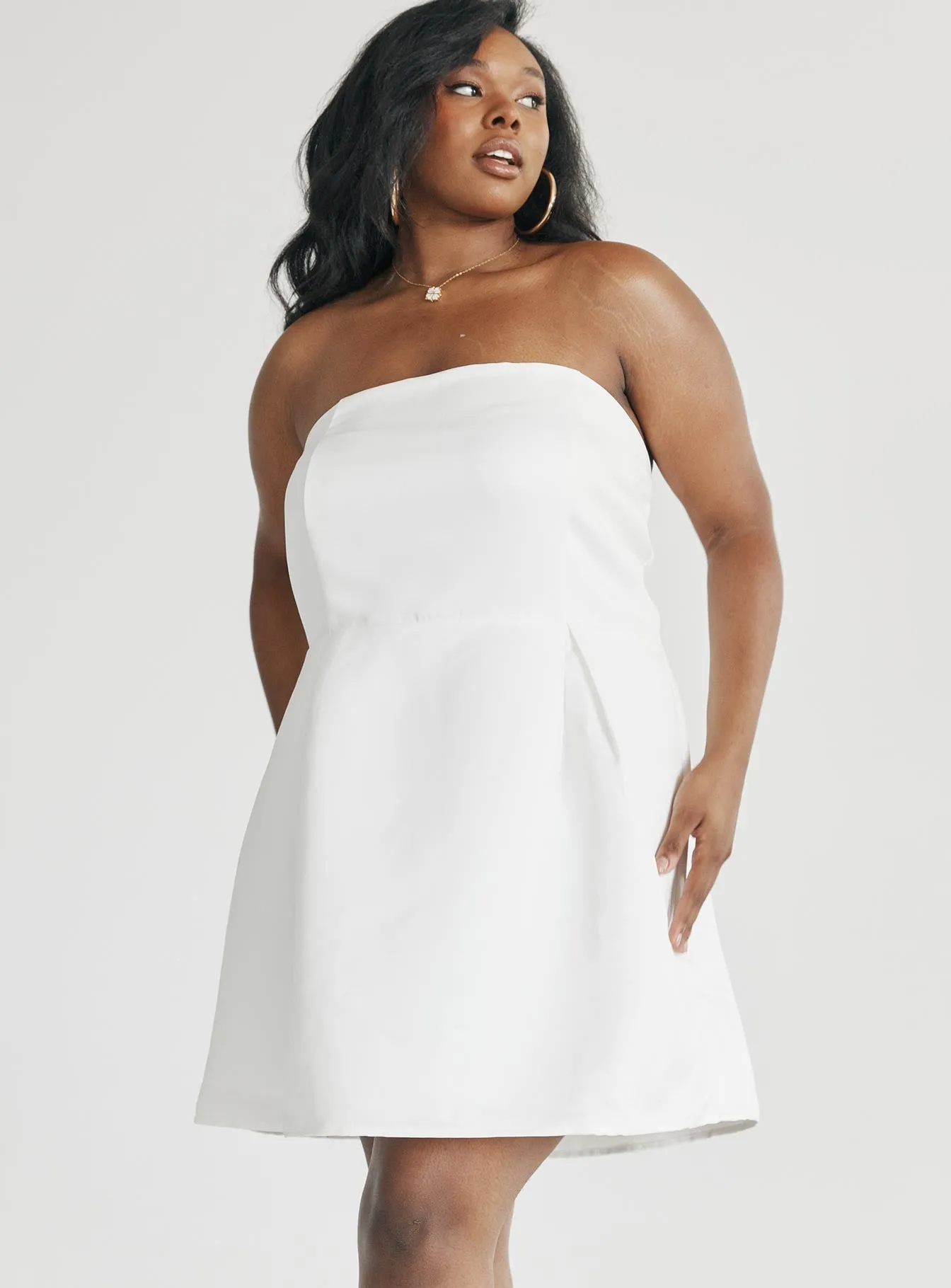 Spader Corset Mini Dress White Curve Light Soft Vibrant Wear