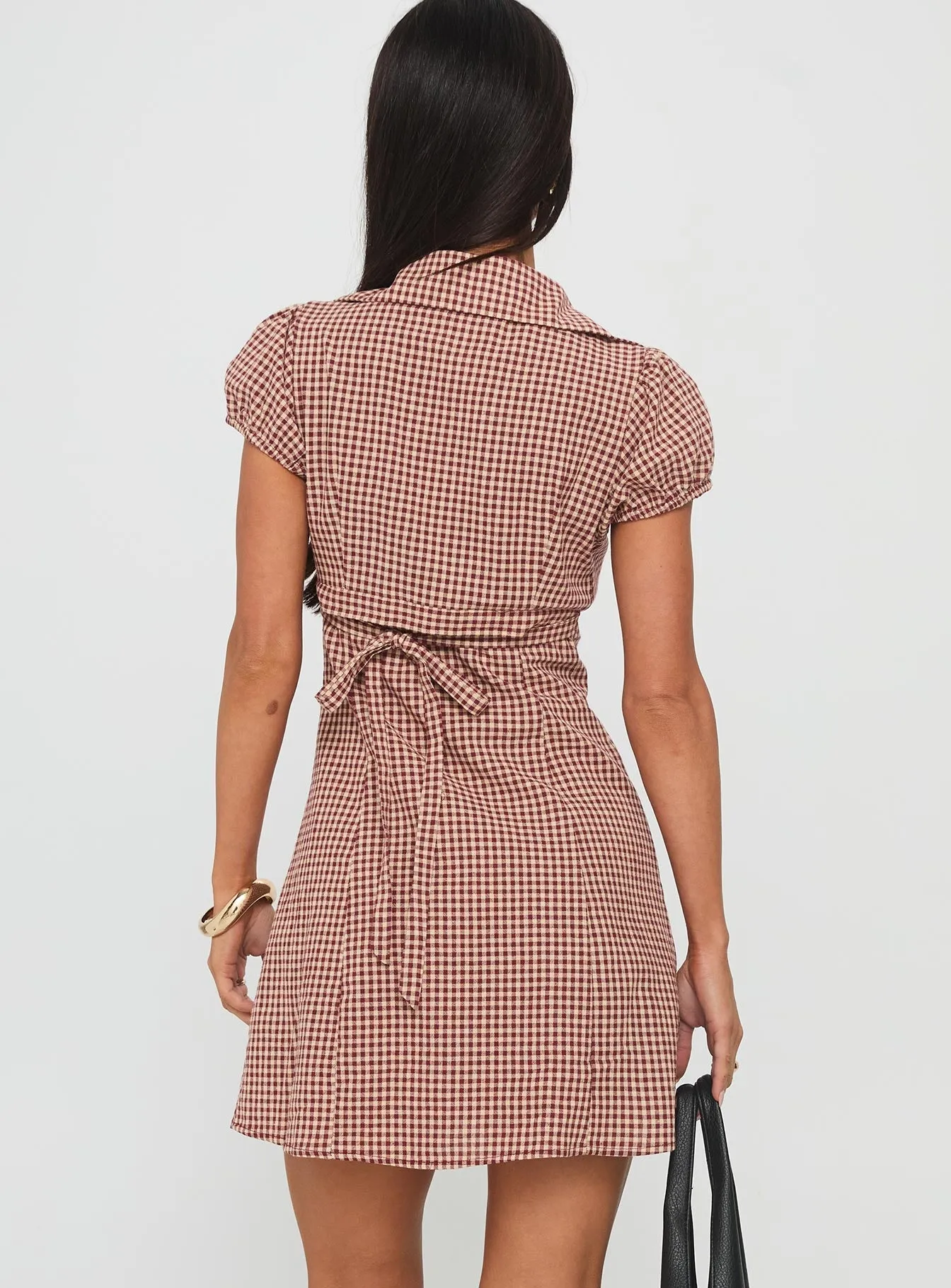 Bar Chic Urban Beat Kavira Tie Bust Shirt Dress Red Gingham