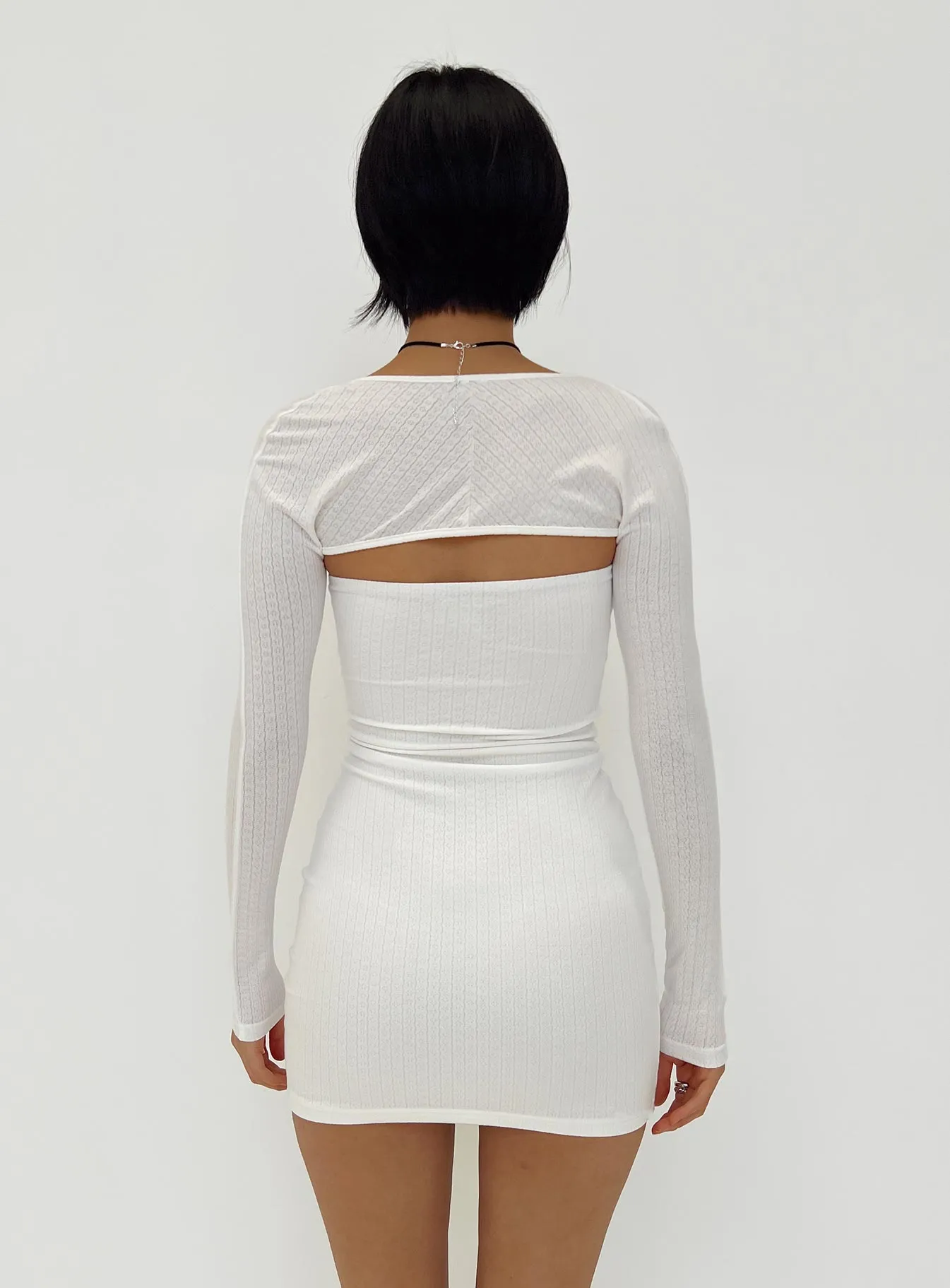 Moran Two Piece Bolero Dress White Roll Up Sleeve Adaptation Youthful Fashion