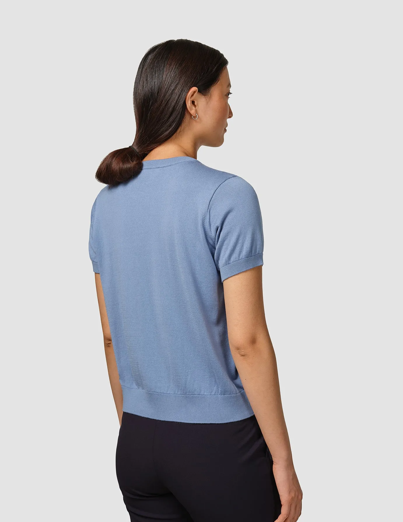 Aerated Seam Placement UV Protection Fine Knit T-shirt Serenity Blue