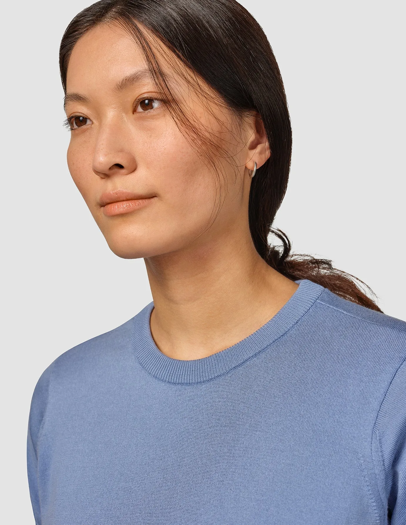 Fine Knit T-shirt Serenity Blue Compact Packable Design Carnival Look