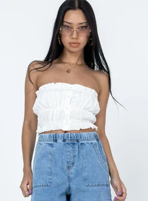 AdjustableHem Janey Strapless Top White