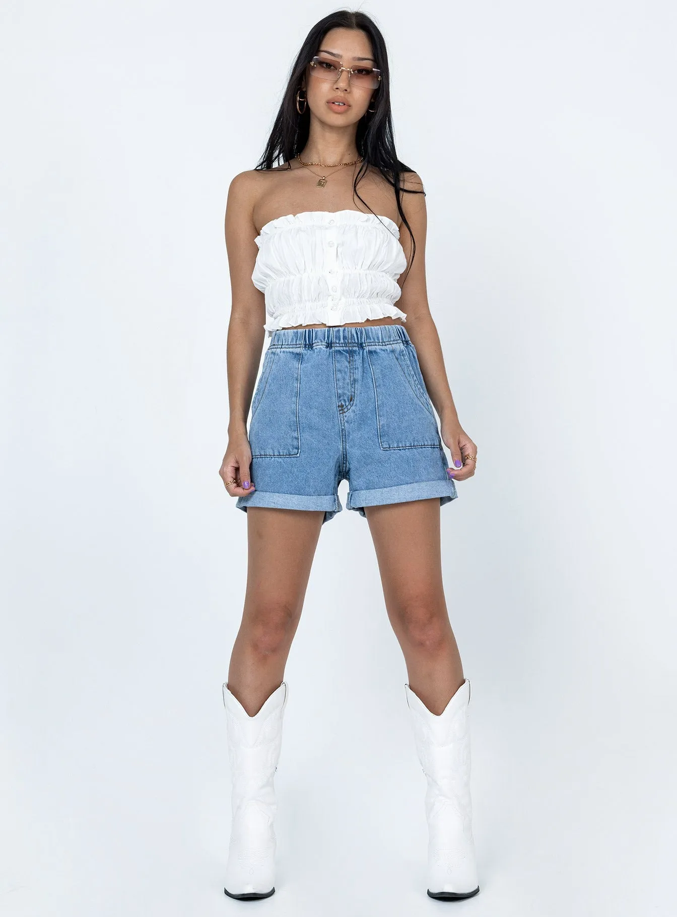 Janey Strapless Top White Tailored Silhouette