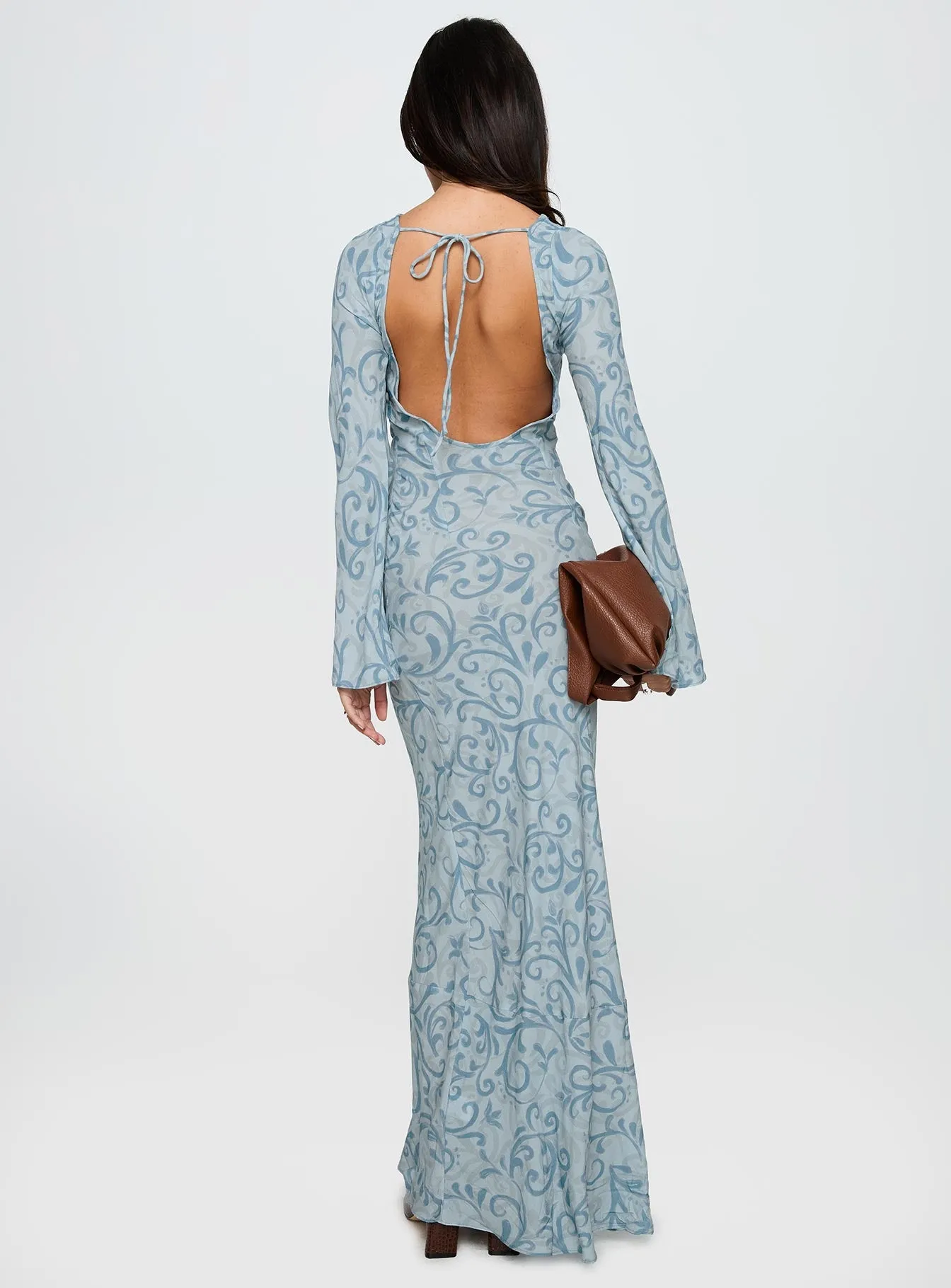 Weave Glow Miss Your Touch Backless Maxi Dress Blue Multi