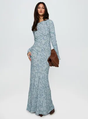 Evening party maxi The flattering design of this dress ensures it enhances your shape while providing comfort Miss Your Touch Backless Maxi Dress Blue Multi