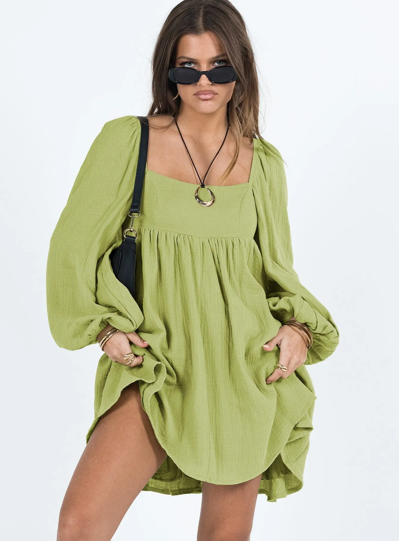 Girl Power Lorna Long Sleeve Mini Dress Sage