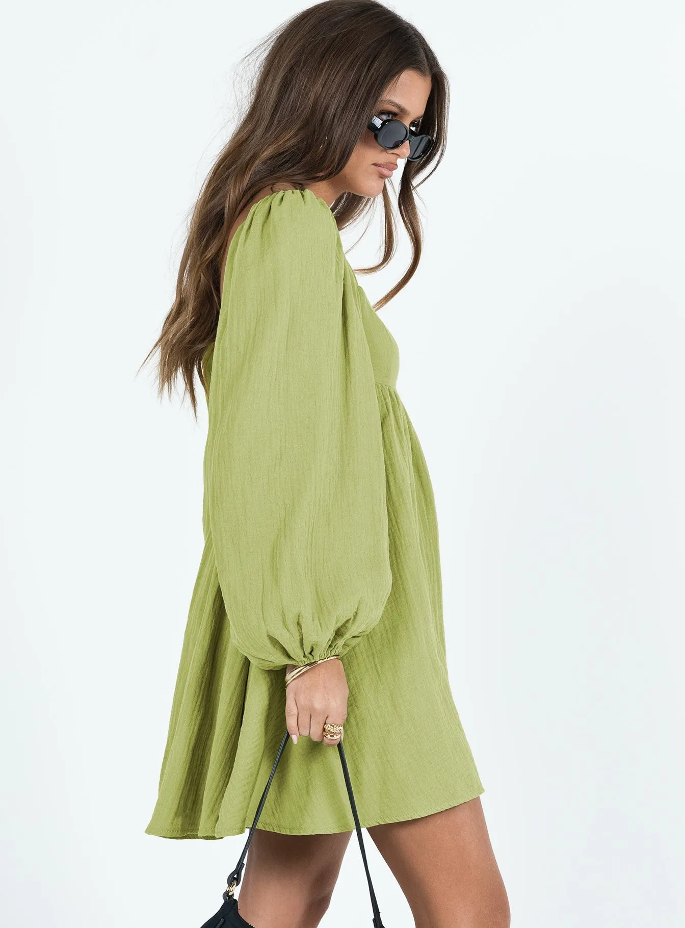 Lorna Long Sleeve Mini Dress Sage On The Go Look Street Glam