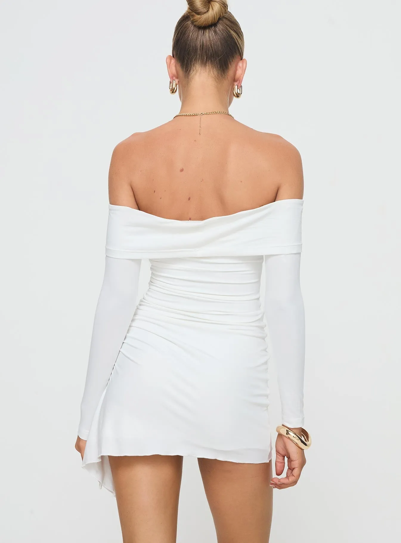 Russells Off The Shoulder Mini Dress White Light Mode