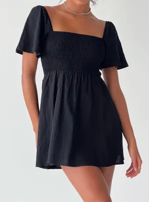Summer Nights Mini Dress Black Petite Shine Rush party mode