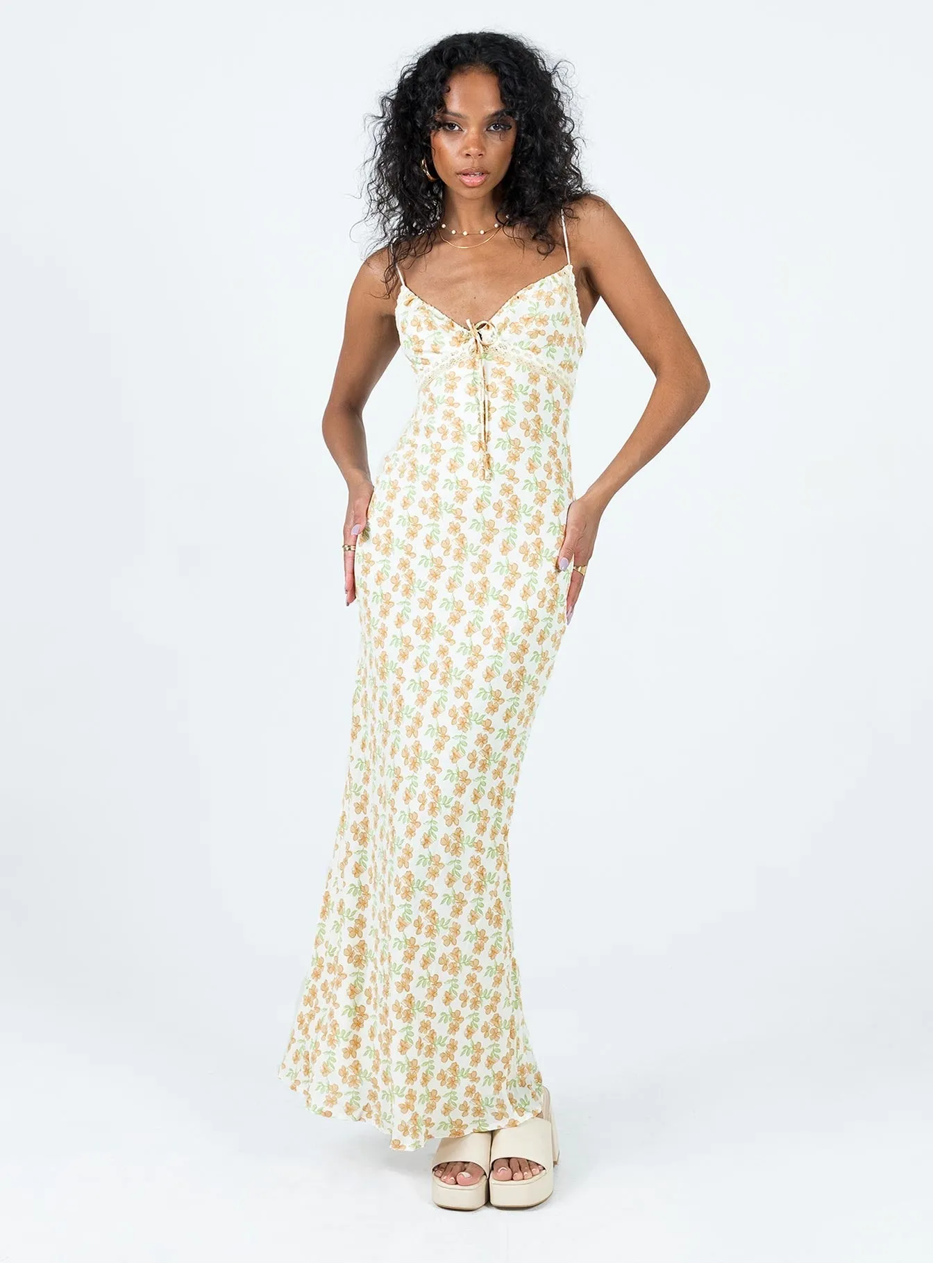Emily Maxi Dress Orange Floral Festival Glow