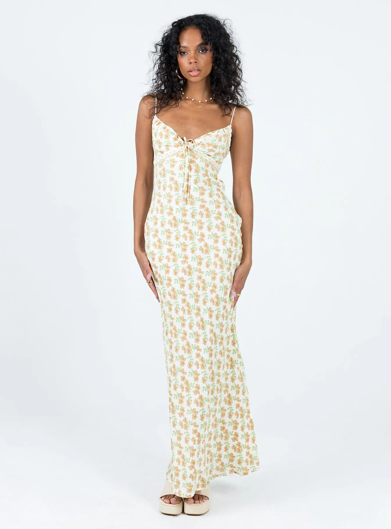 Emily Maxi Dress Orange Floral Golden Sand Breezy resort maxi