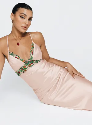 Night Glow Organza Air Sadelle Maxi Dress Champagne