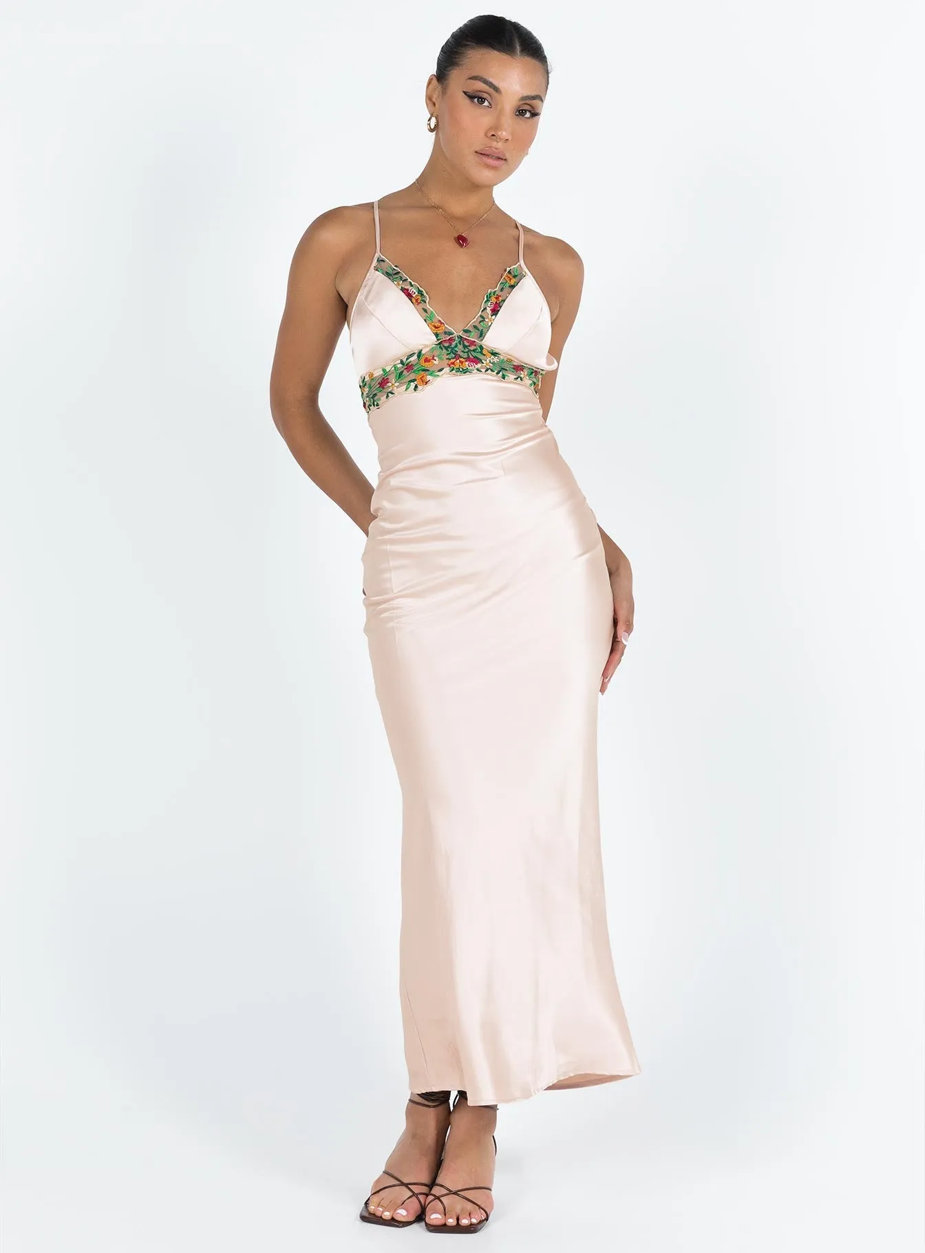 With its timeless design this dress is perfect for any season and any setting Sadelle Maxi Dress Champagne