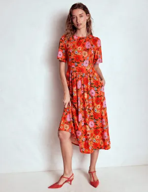 Coastal Granny All Day Louisa Jersey Midi Dress-Firecracker Red, Dahlia Trail