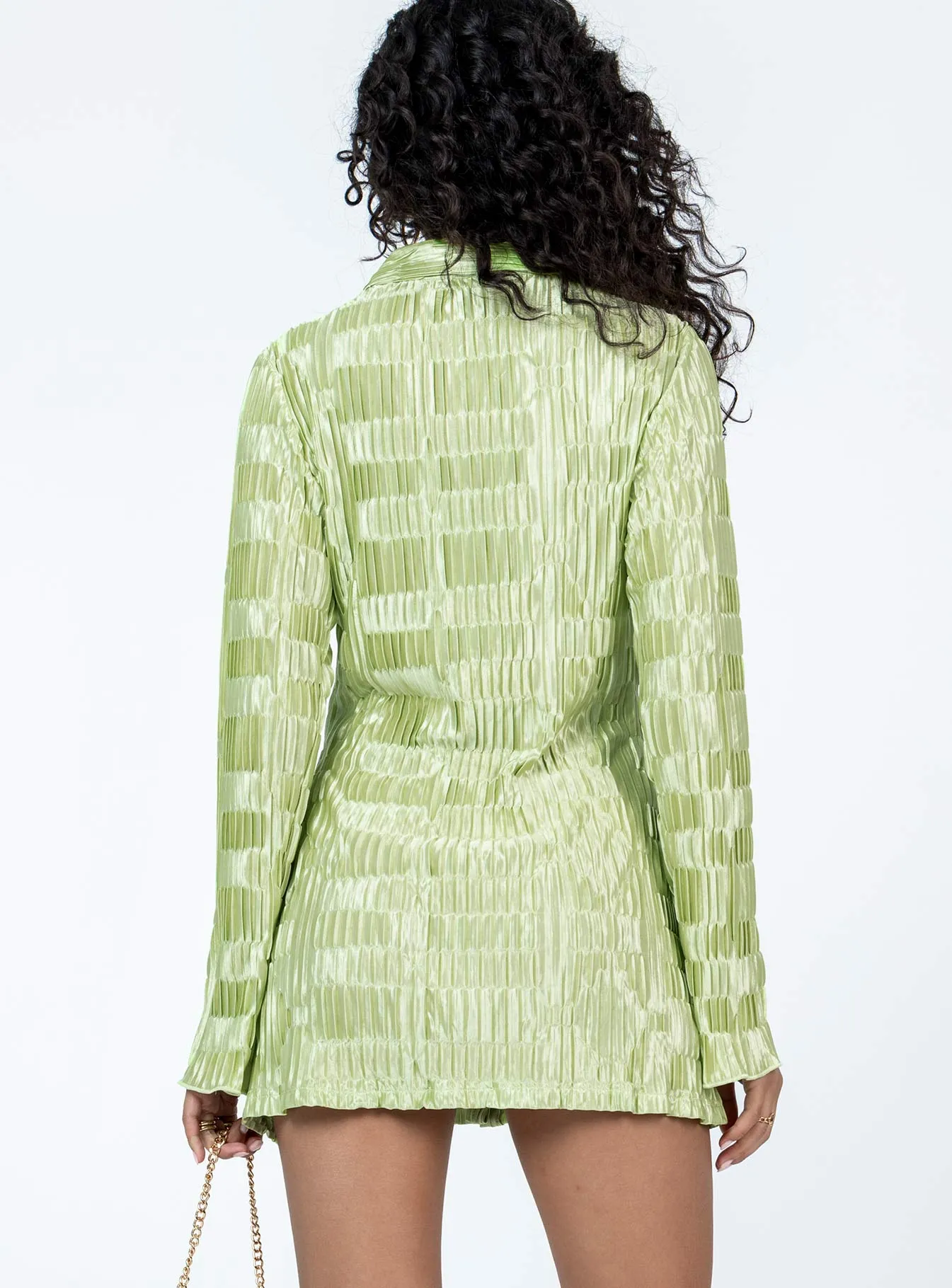 Light Reflective Lightweight and airy mini Lila Shirt Dress Green