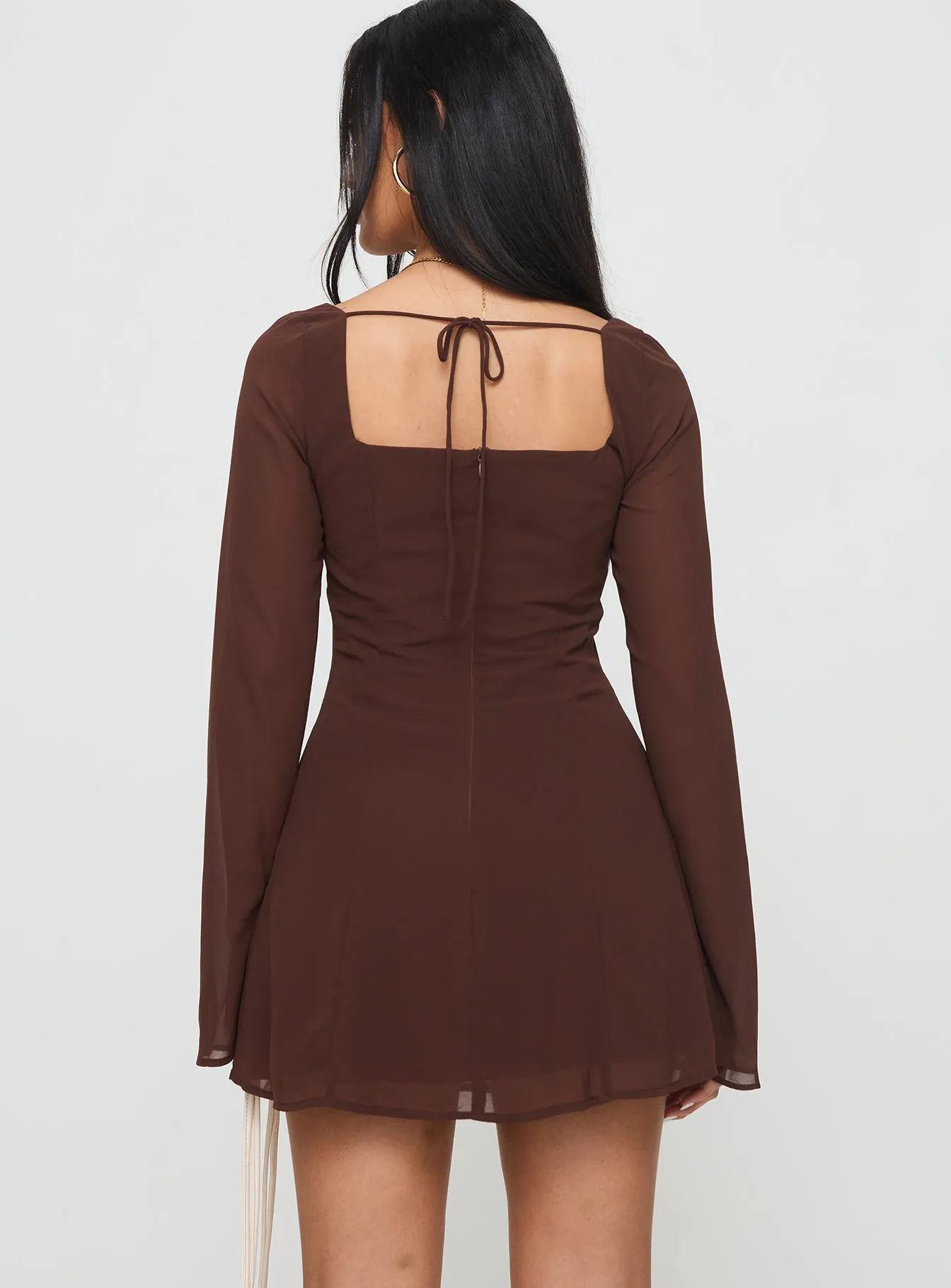 Neon Mood Valentin Long Sleeve Mini Dress Chocolate