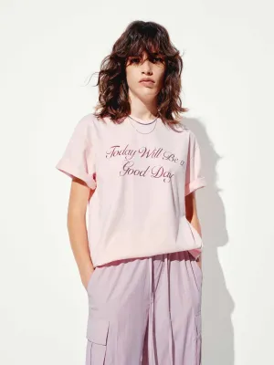 brandable Cozy Wearable Letter Print Round Neck T-shirt