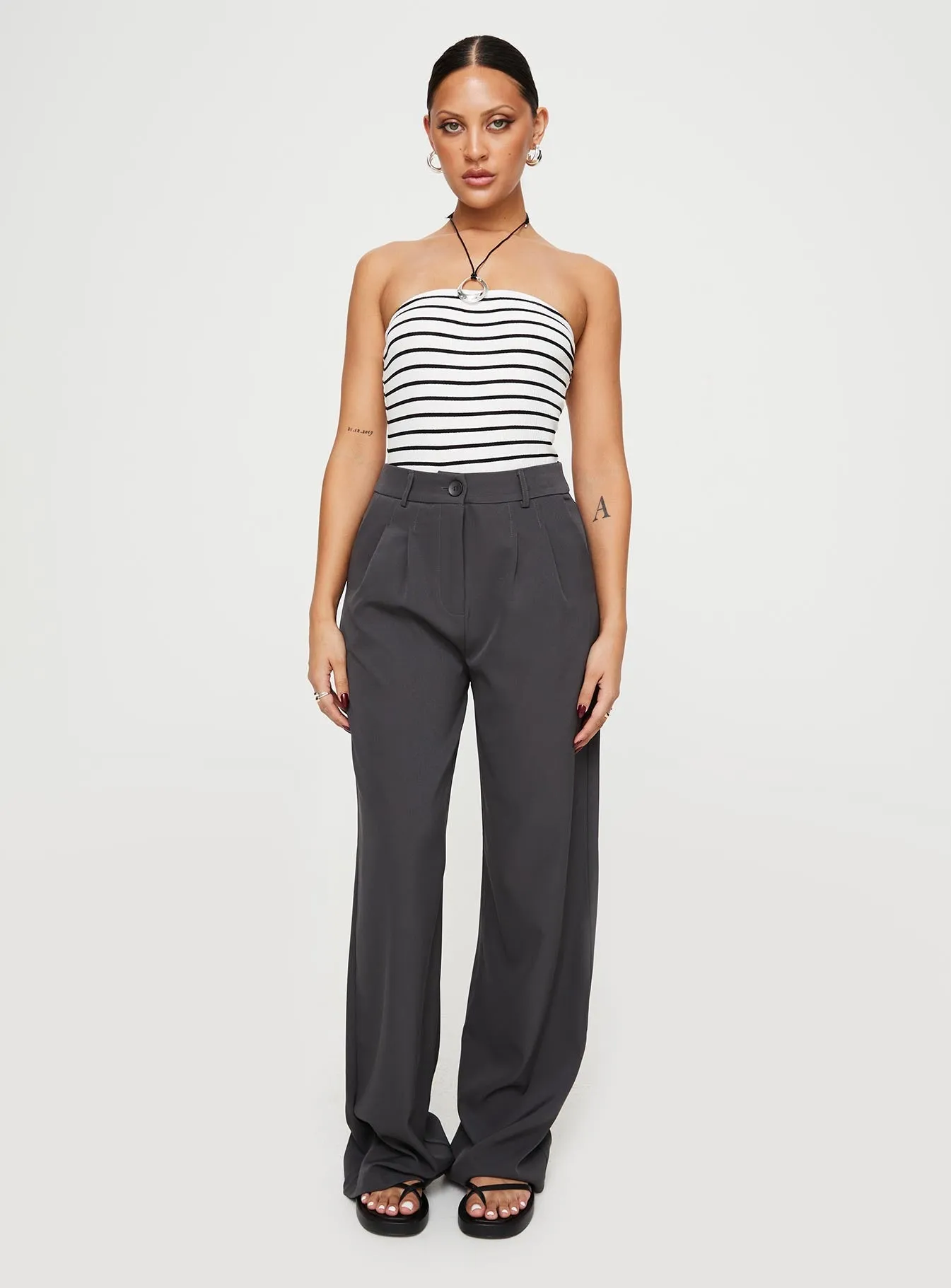 Work Hot Leopold Strapless Bodysuit Black / White
