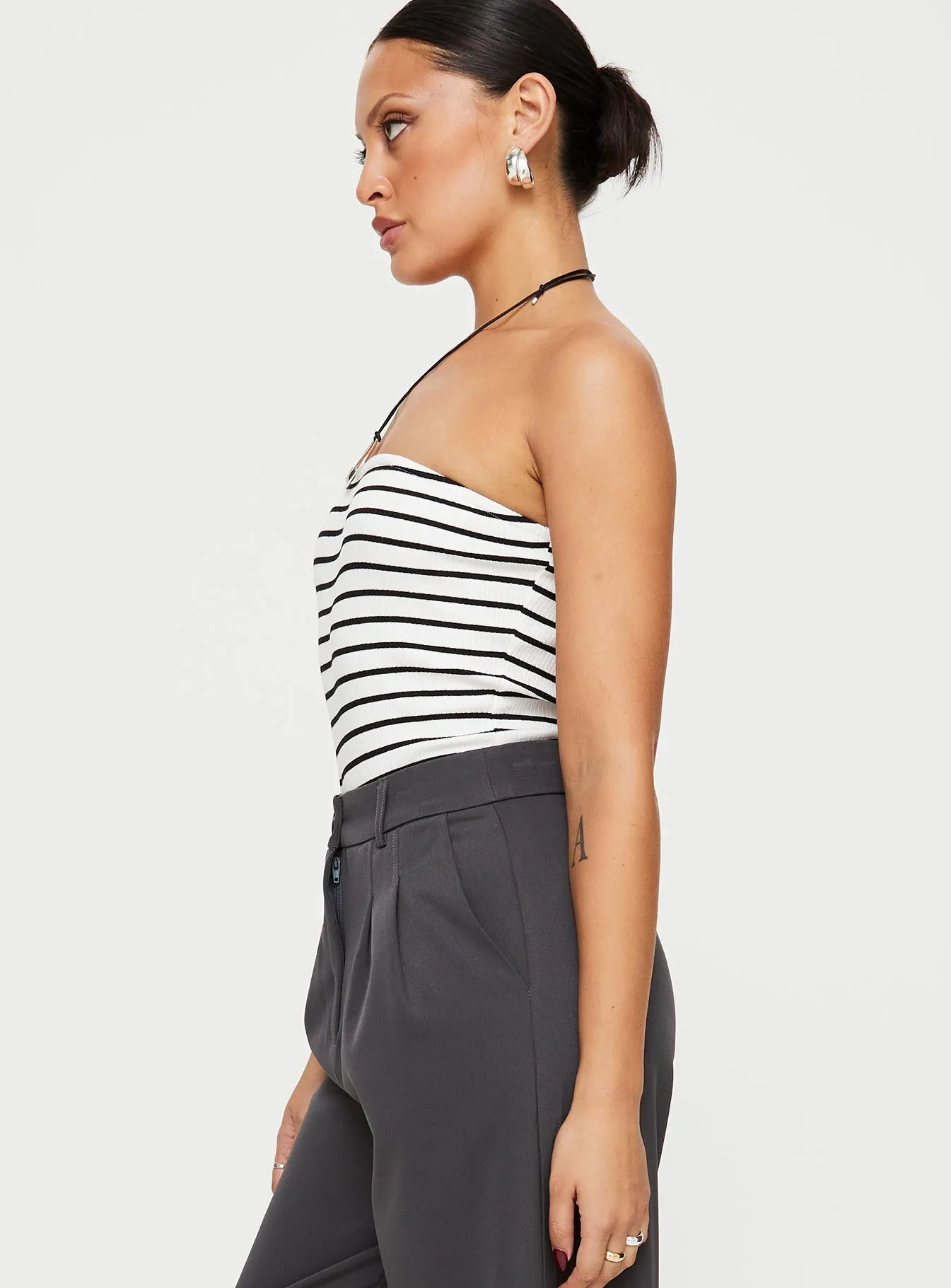 Leopold Strapless Bodysuit Black / White Durable Simple