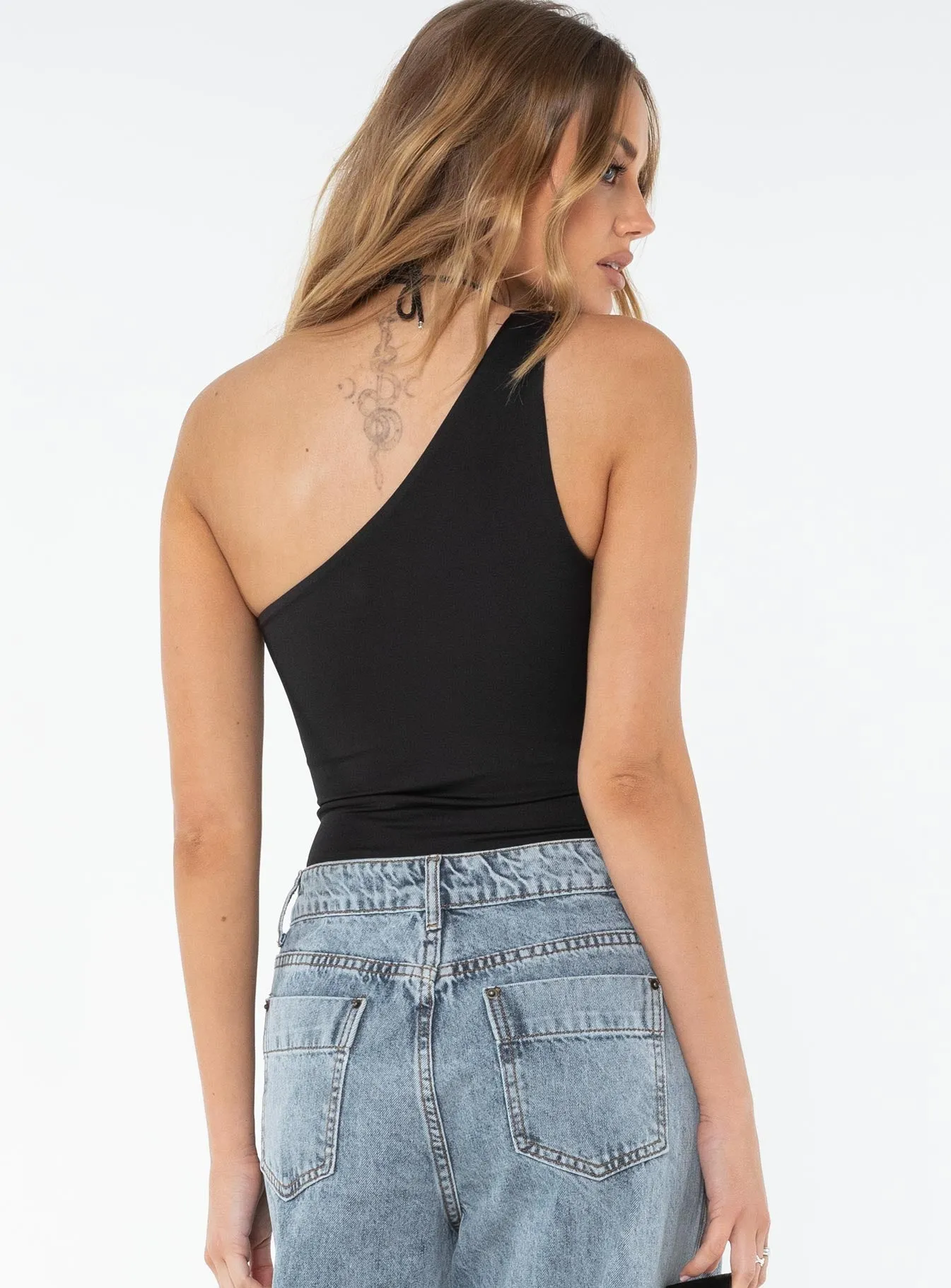 Ranski One Shoulder Bodysuit Black Wedding Night Premium Soft