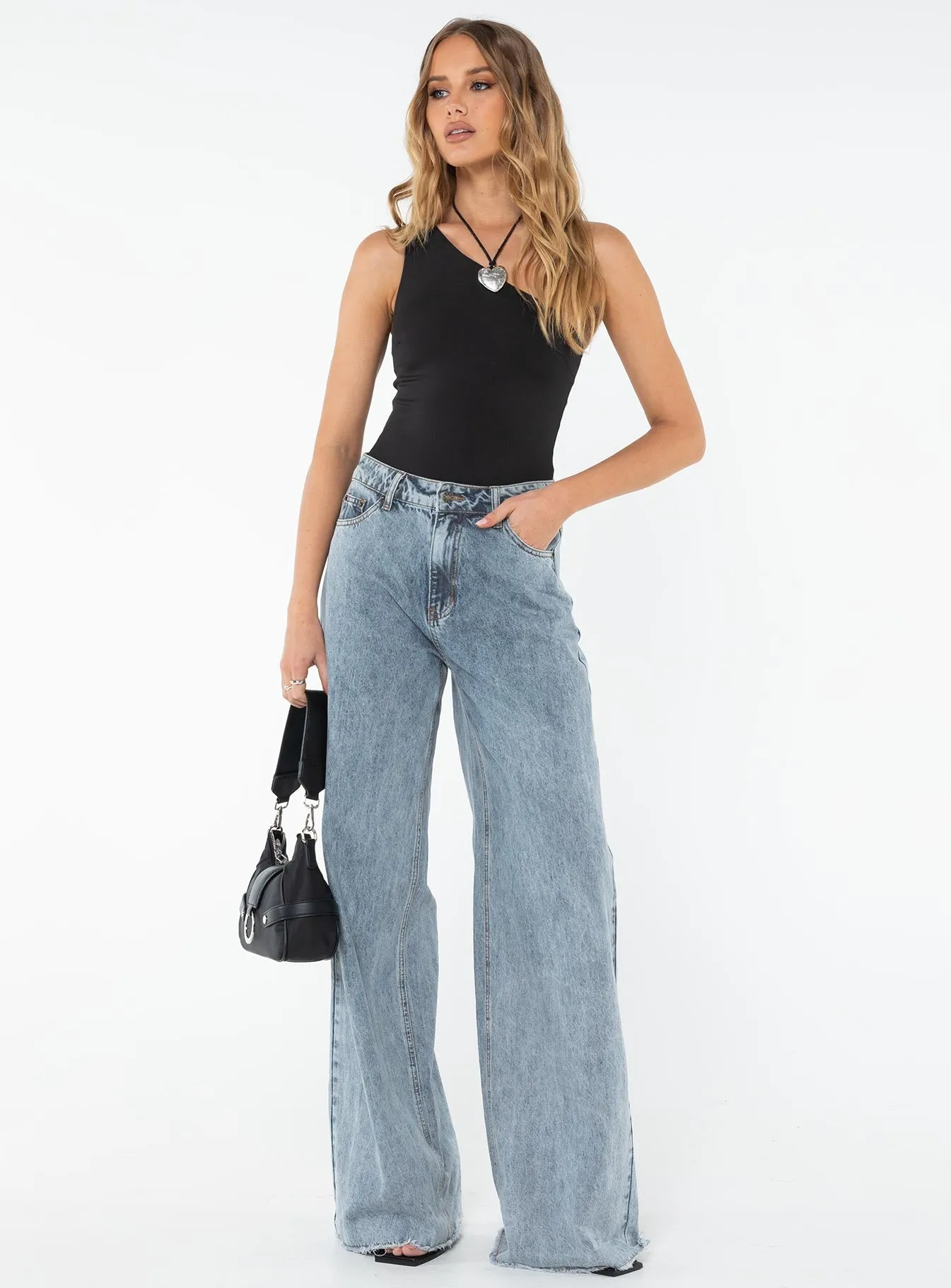 Ranski One Shoulder Bodysuit Black Night Traveler