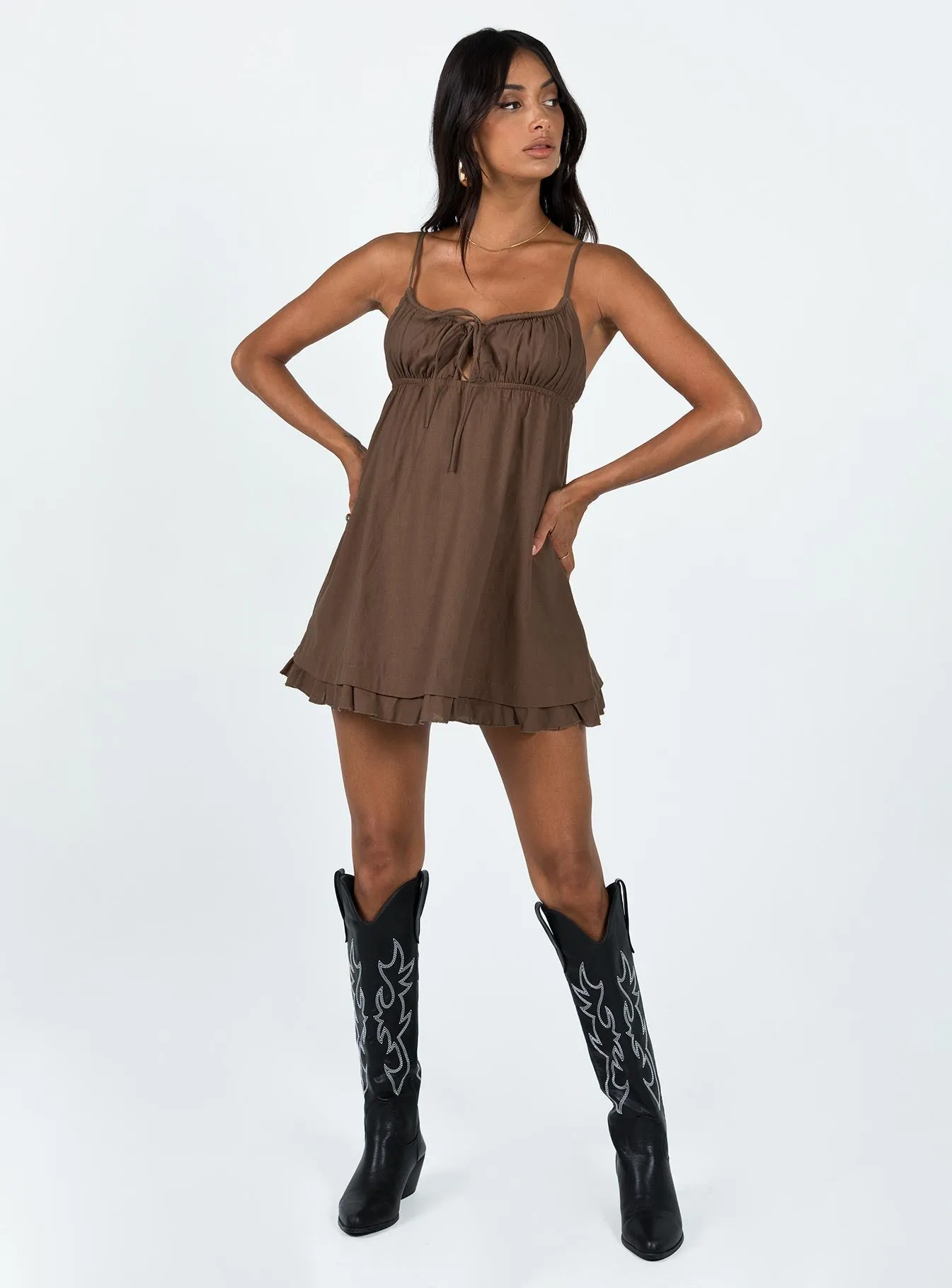 Empress Of Love Mini Dress Brown Casual Fit Look Bold Beauty