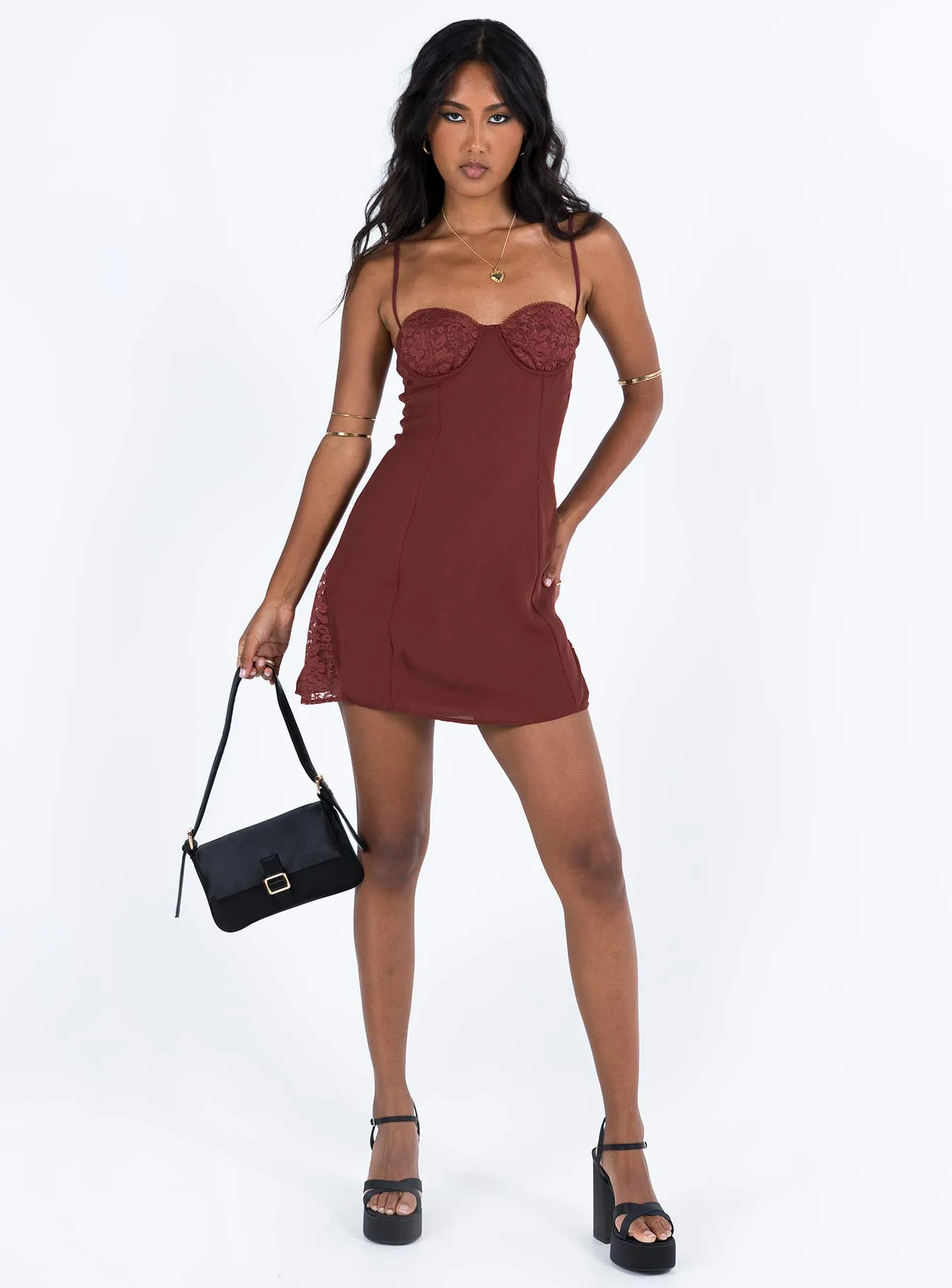 Laysan Lace Mini Dress Burgundy Eco Friendly Dye