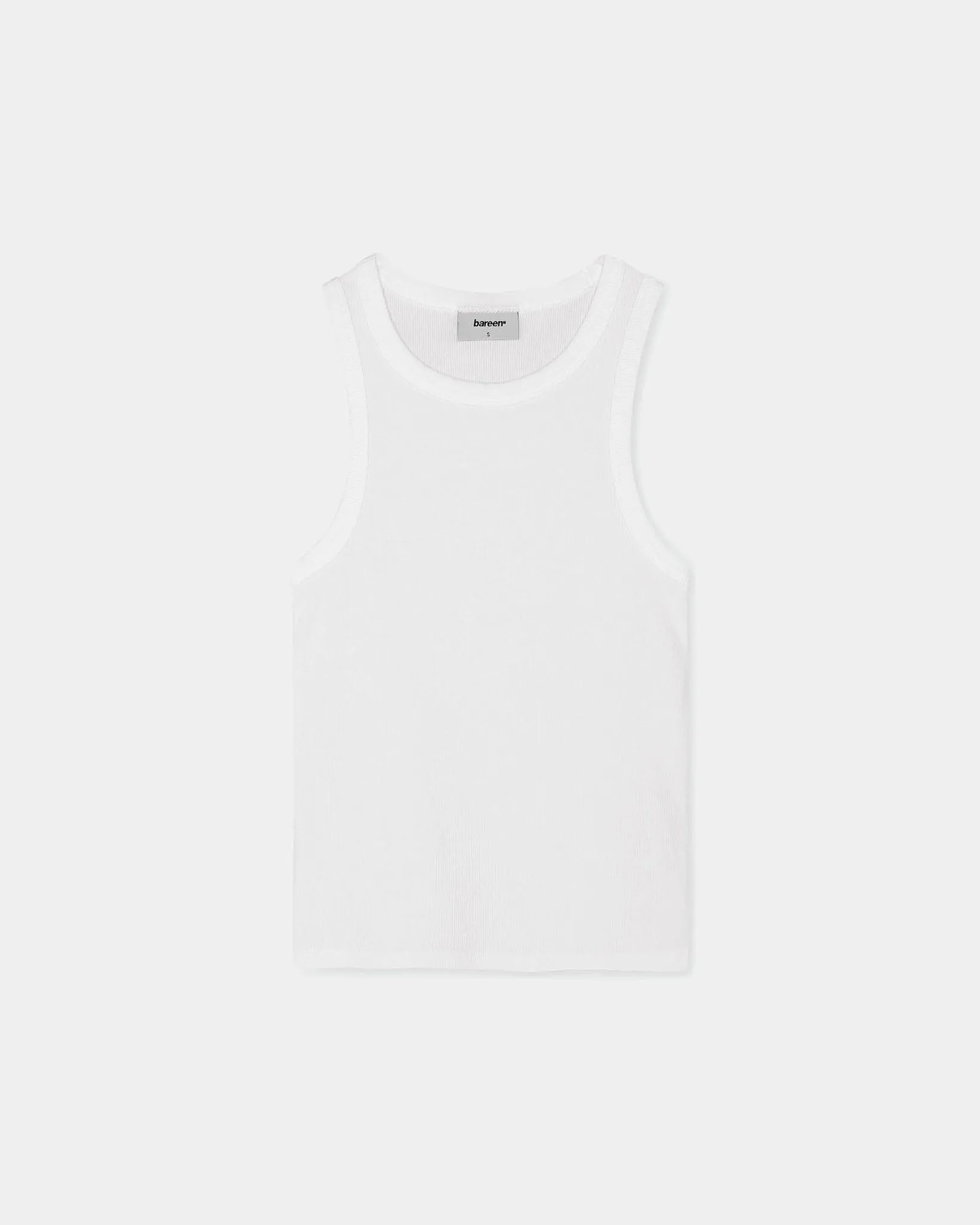 Rib Tank Top, Women - White Premium Feel Stretchy Waist Faux Leather