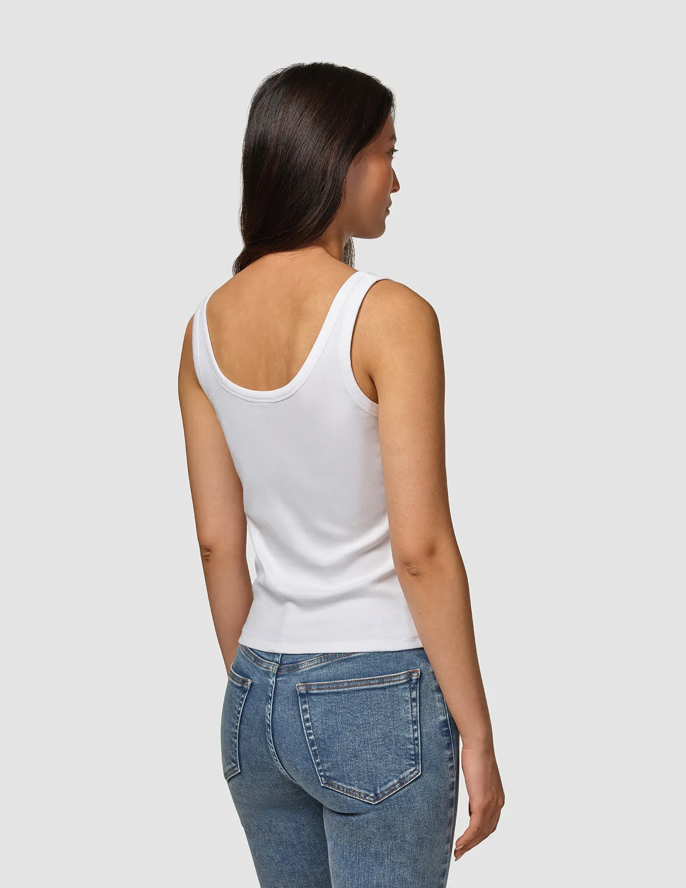 Rib Tank Top White SplitHemDesign
