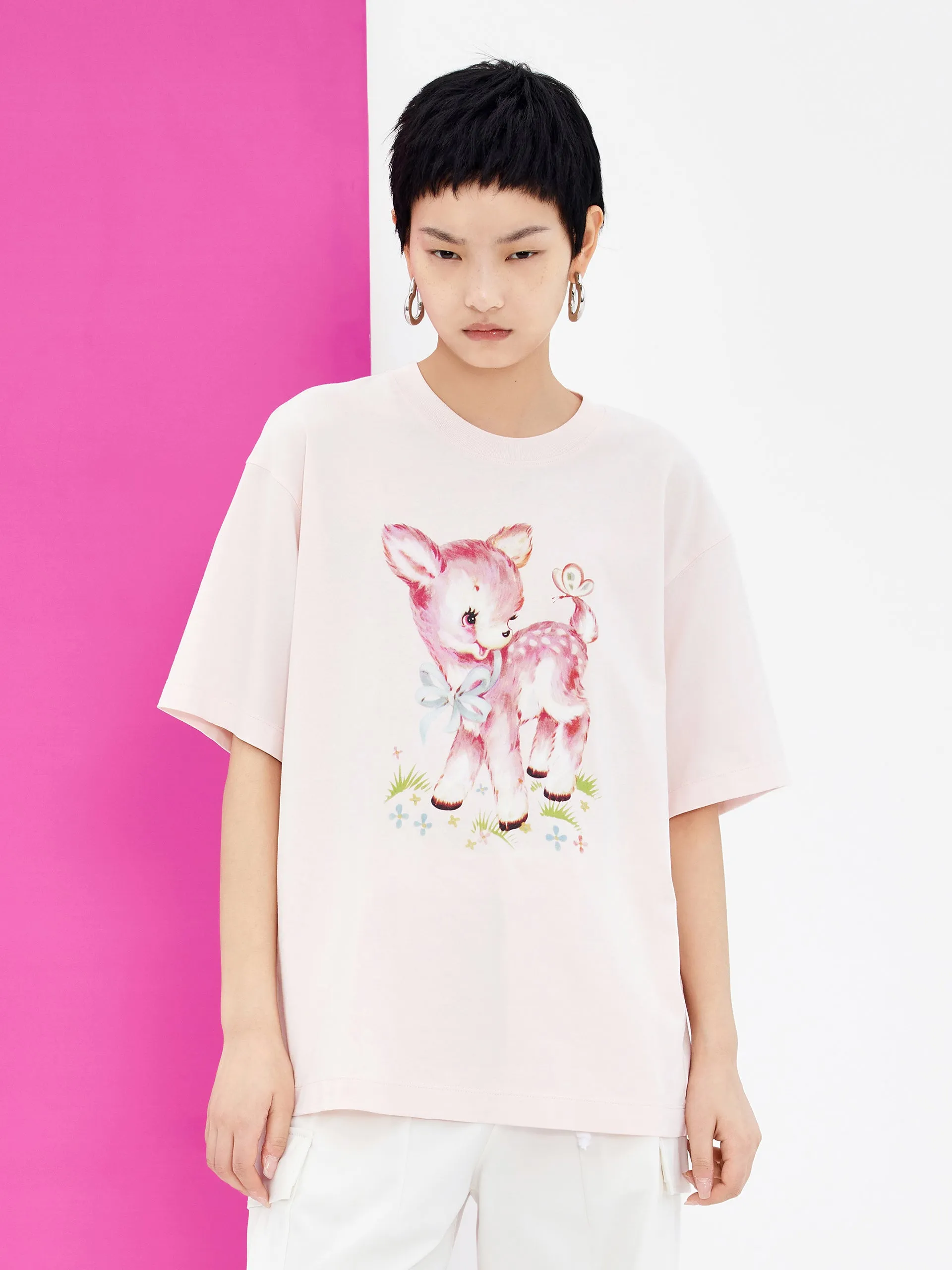 BreathableMaterial HOT SALE Cartoon Print Cotton T-shirt