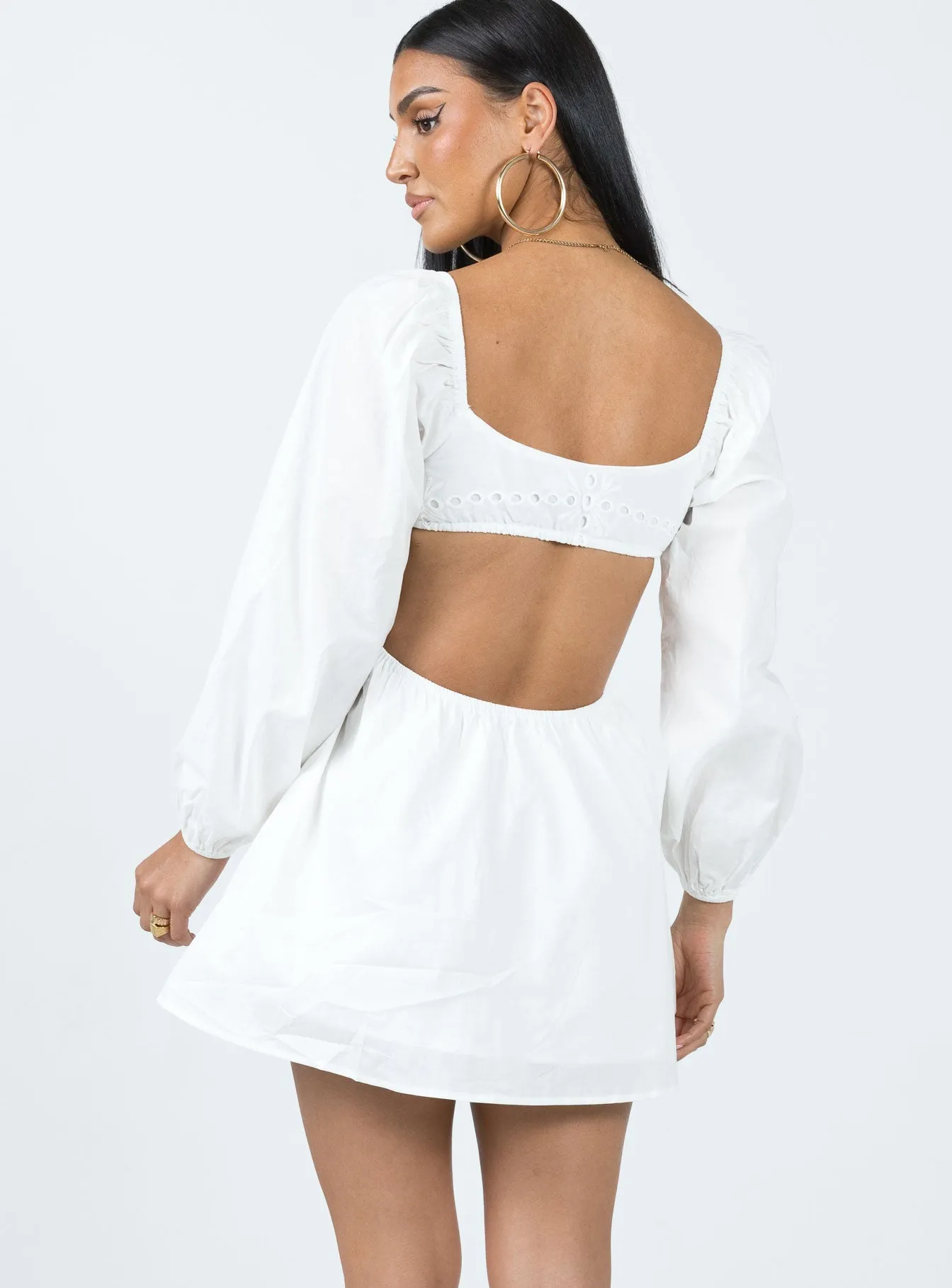 Light Beat Elizer Long Sleeve Mini Dress White