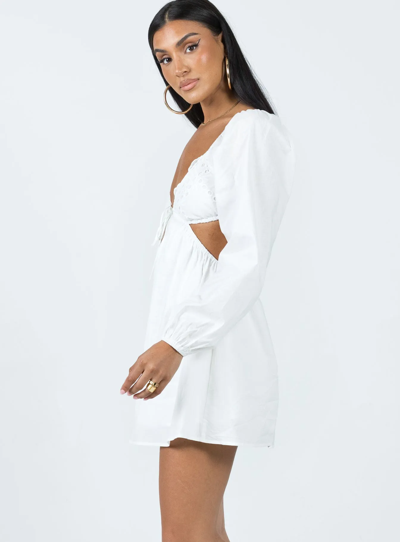 Playful Design Elizer Long Sleeve Mini Dress White