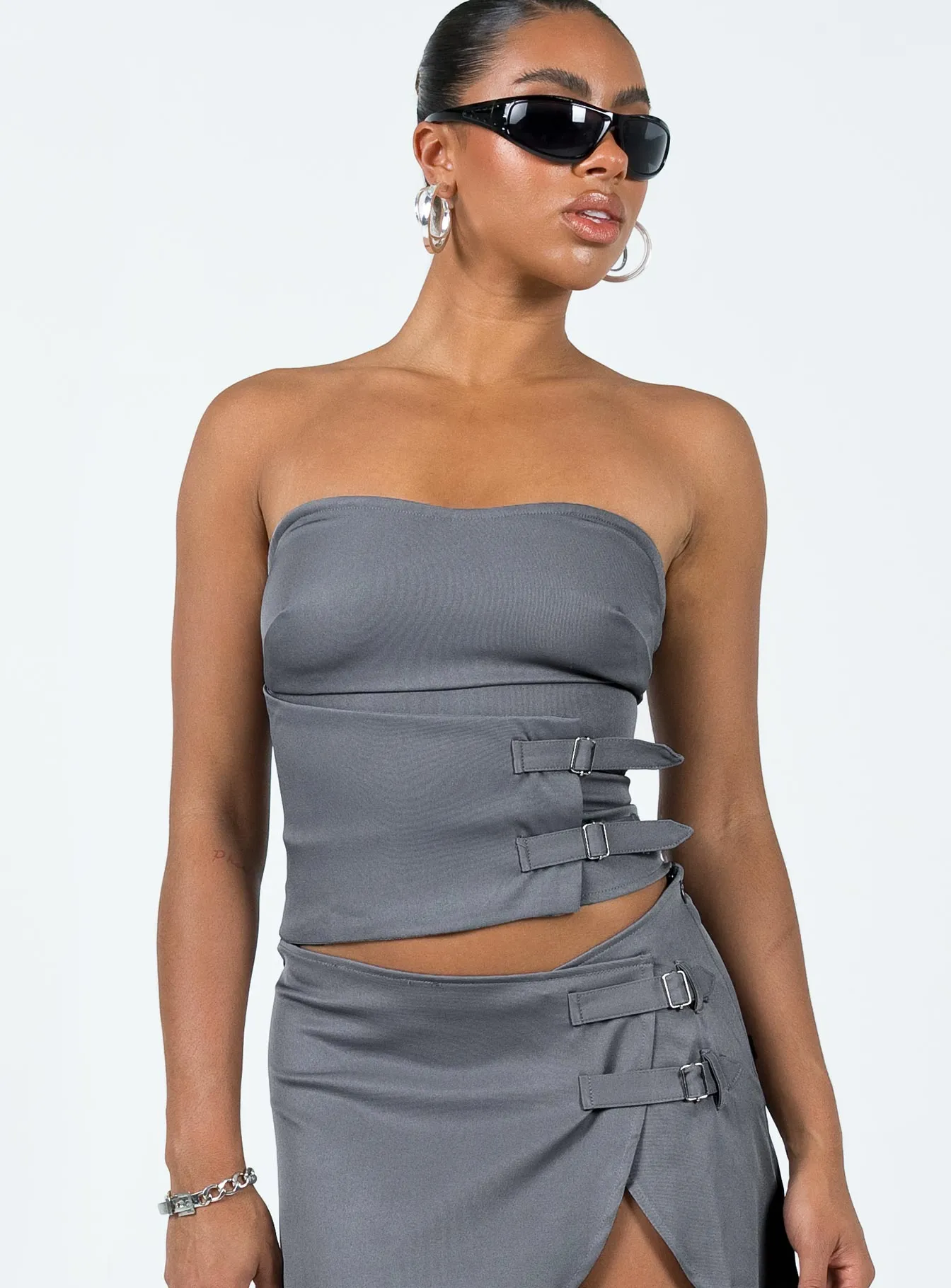 Distressed Texture Ewan Top Grey