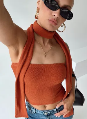 Styles Two Piece Top Orange Sporty Blouse