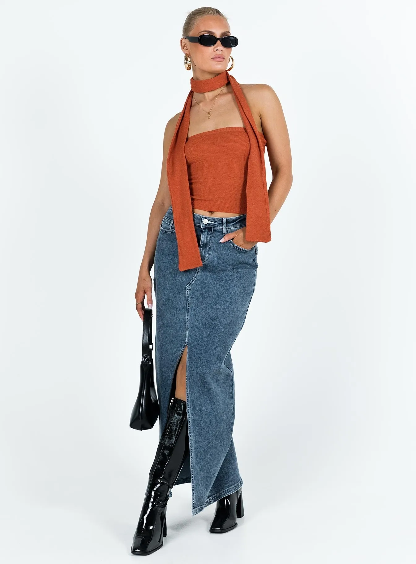 Garment Dyed Finish Styles Two Piece Top Orange