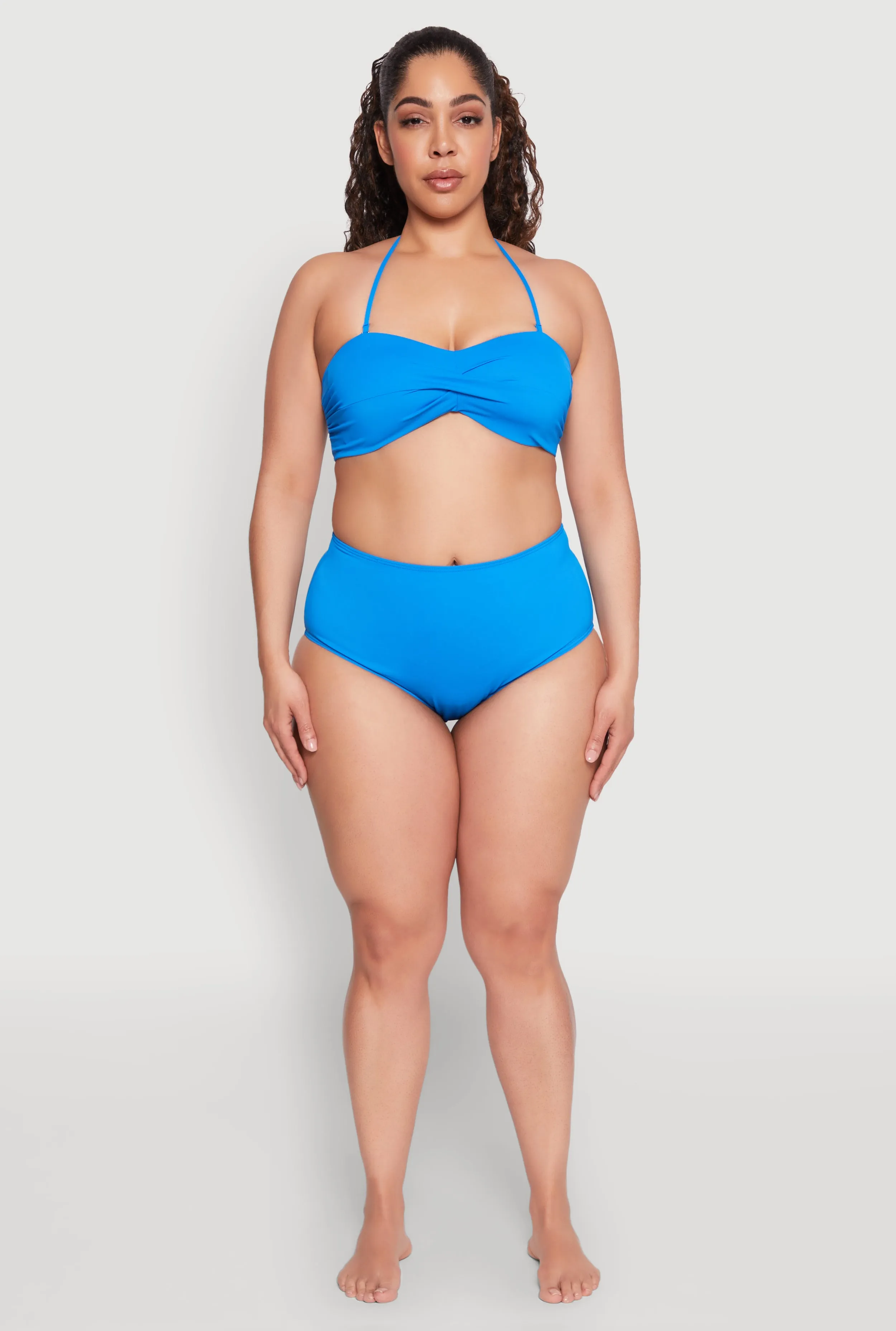 Water Resistant Closures Plus Size Swim High Waist Bikini Bottoms Opaque Lining