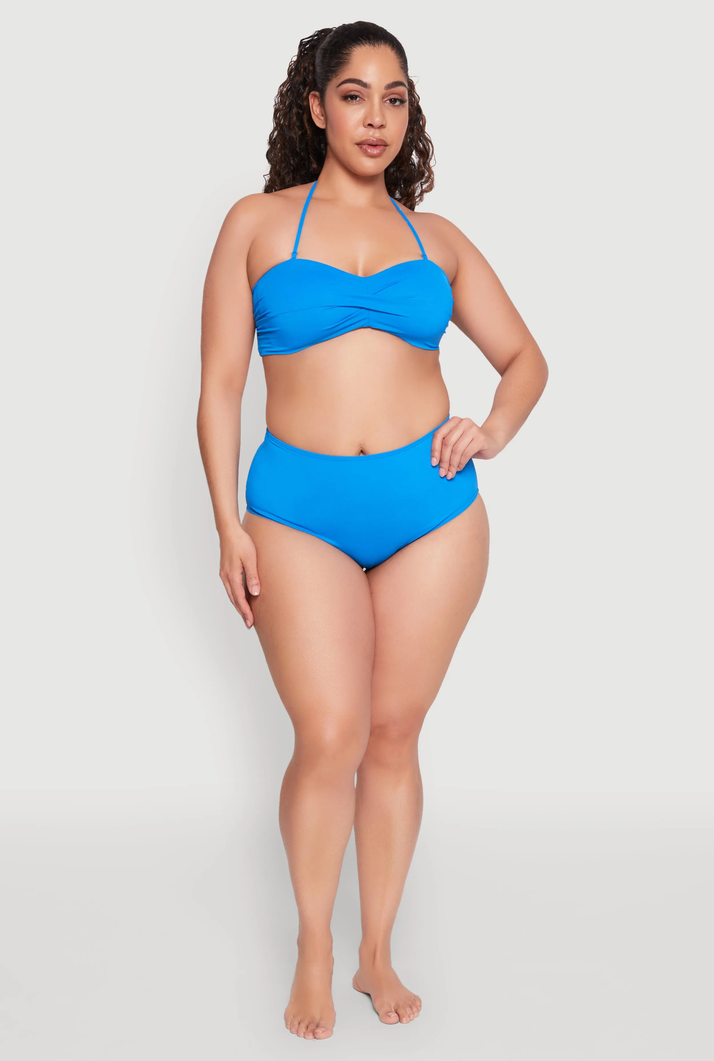 Water Resistant Closures Plus Size Swim High Waist Bikini Bottoms Anti Fade Coating Anti Chafe Edging