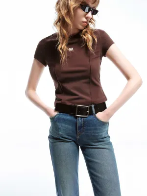 Seams Detail Cropped T-shirt Office Wear School spirit