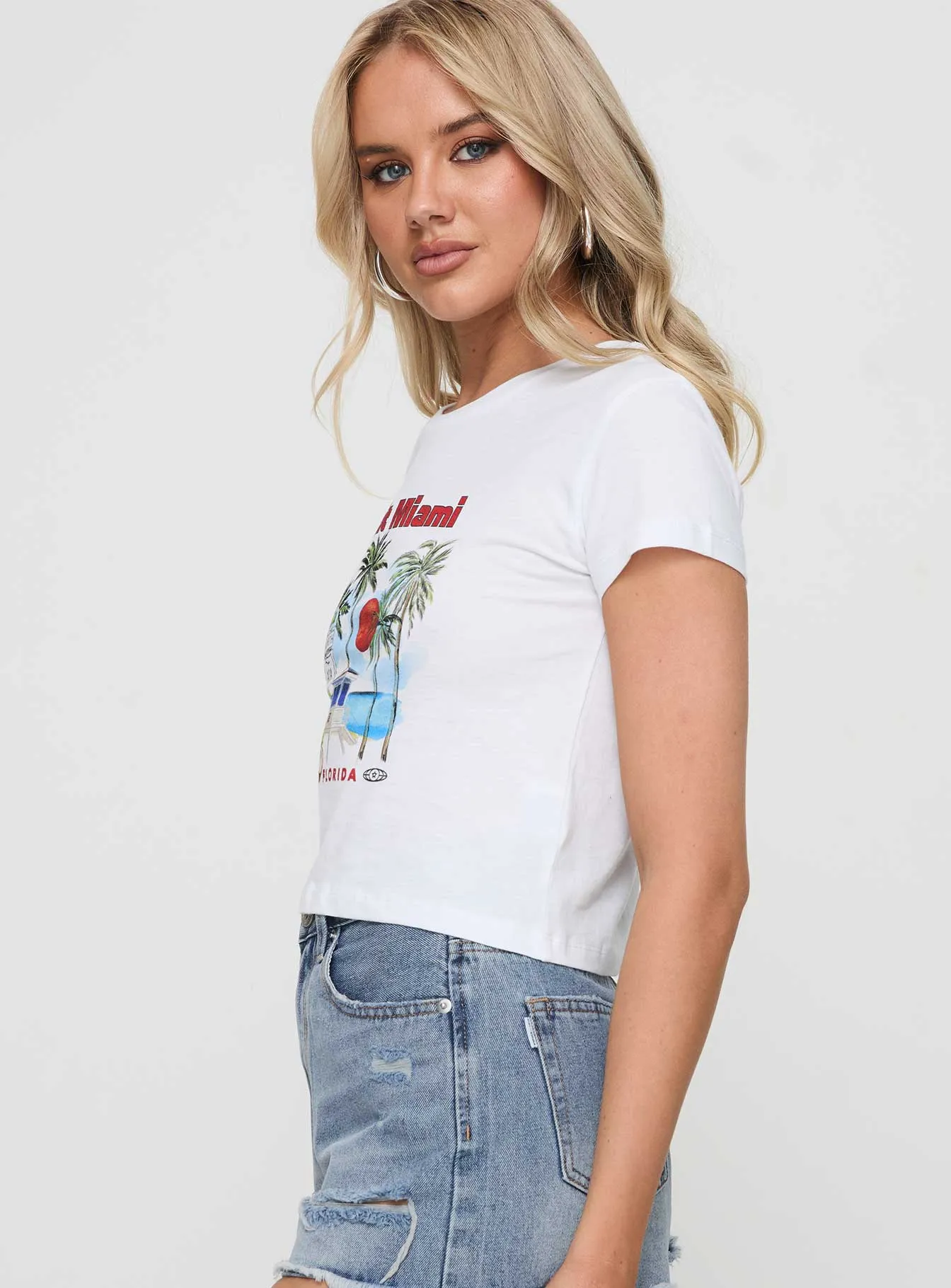 Visit Miami Graphic Tee White Active Comfort Style Chic Vibes