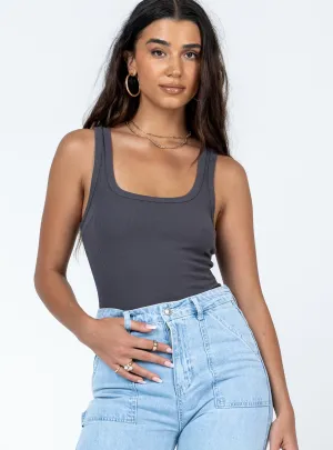 Premium Loose Comfy Elegant Camellia Bodysuit Slate Grey