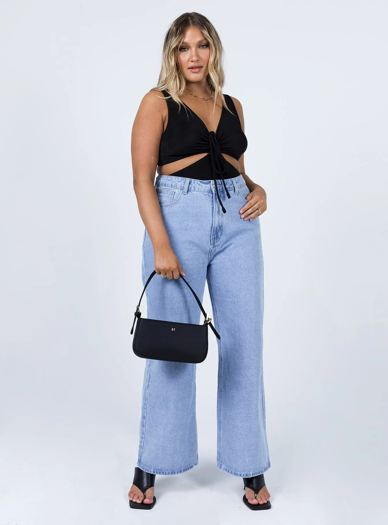 Cool Trendy Loose Fancy Finlay Bodysuit Black