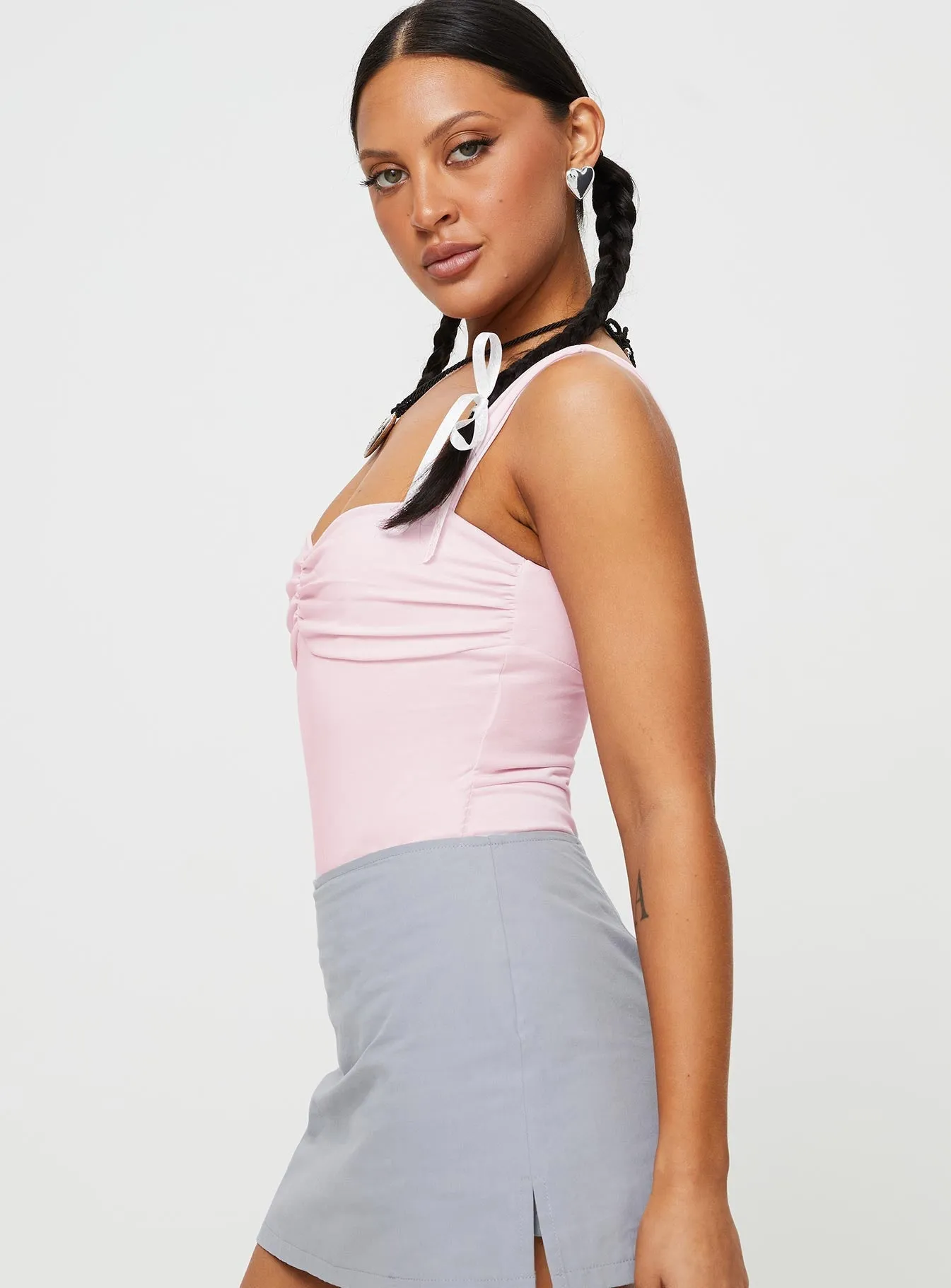Kaylan Bodysuit Pink Stretch Couple Fine Street